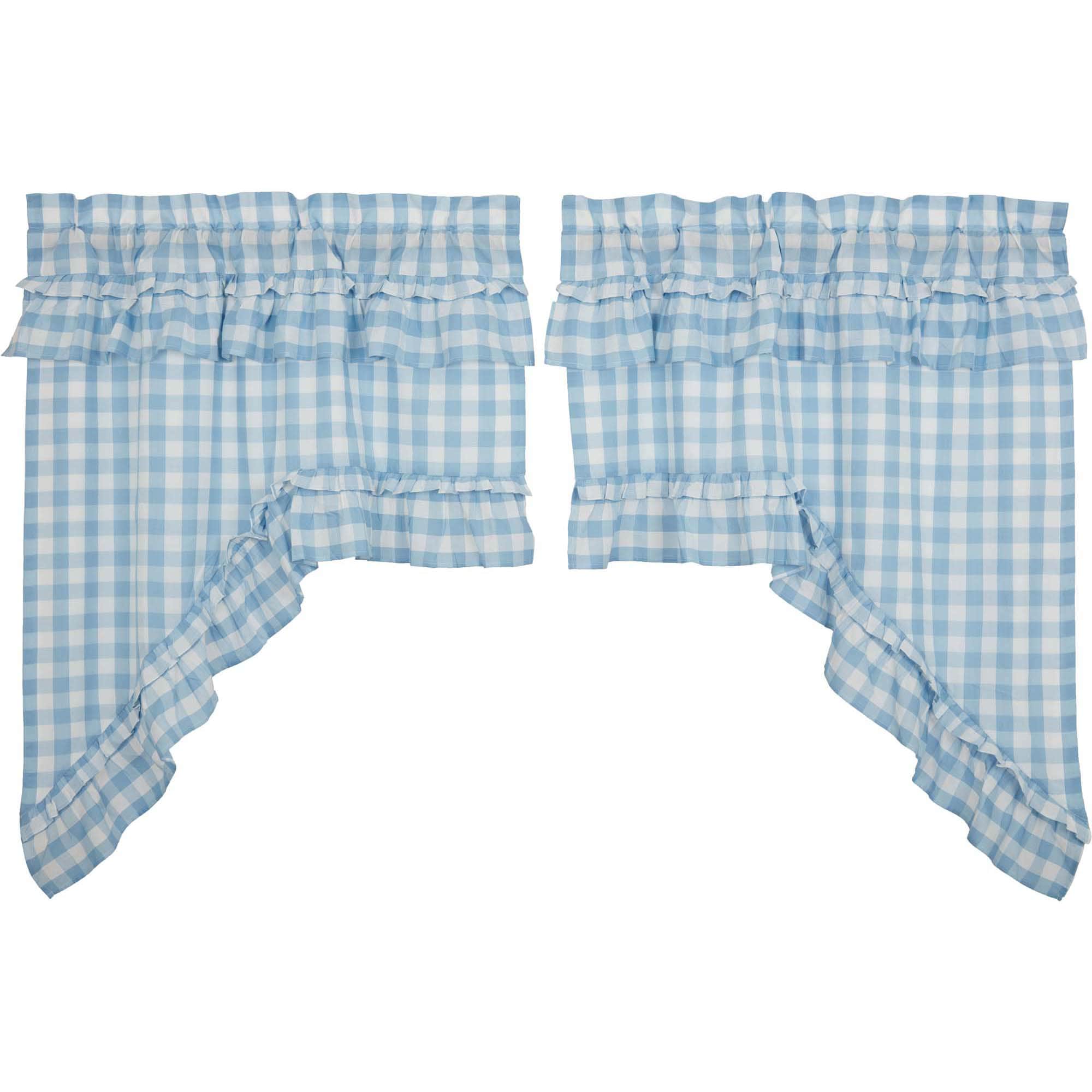 Annie Buffalo Check Ruffled Swag - Blue