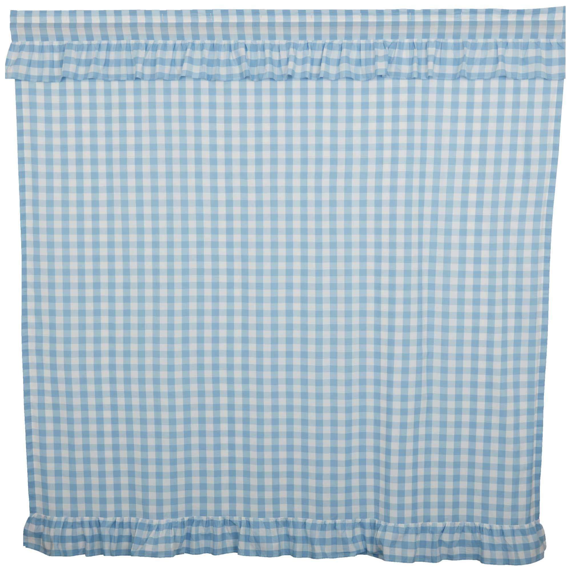 Annie Blue Buffalo Check Ruffled Shower Curtain