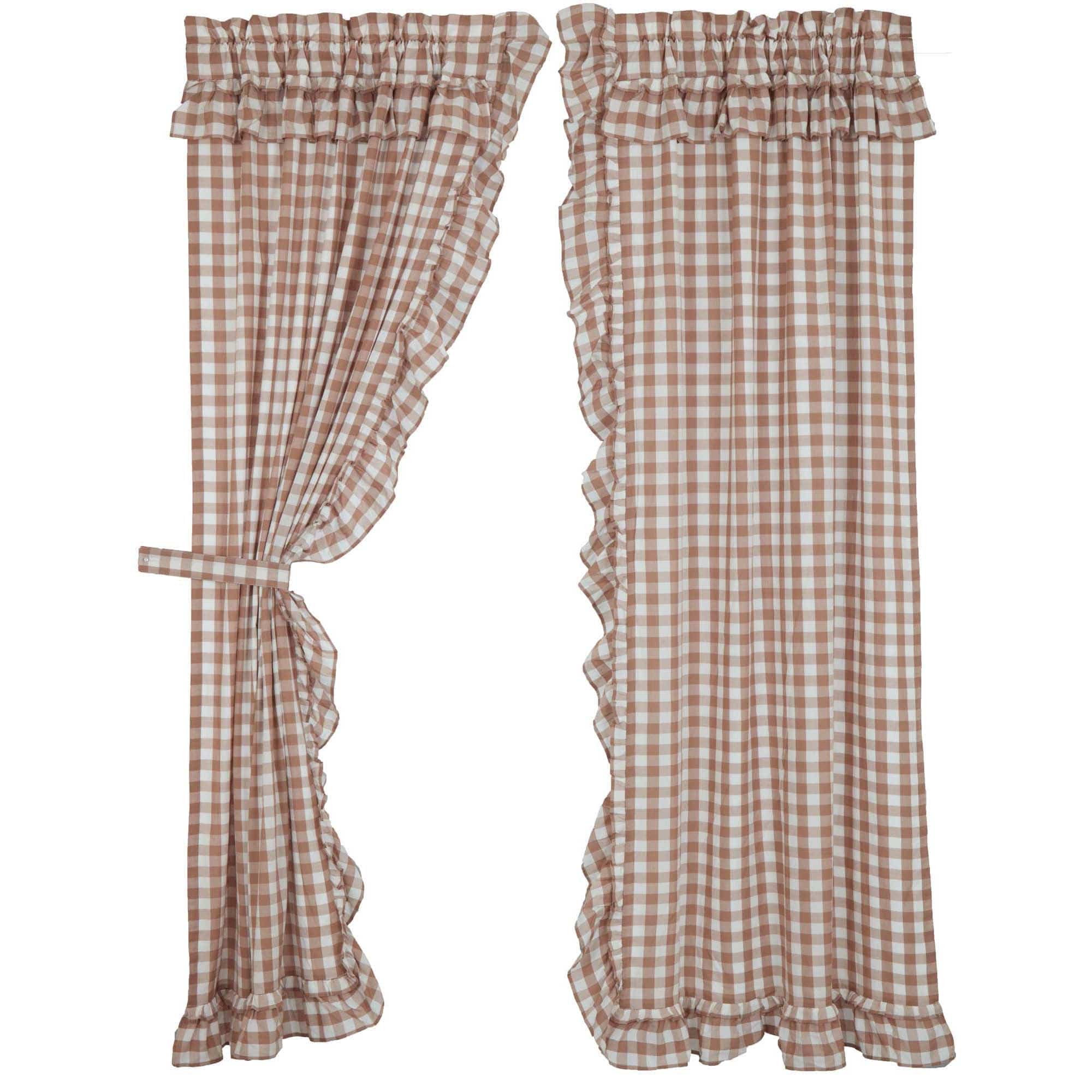 Annie Buffalo Check Ruffled 84" Panel Set - Portabella