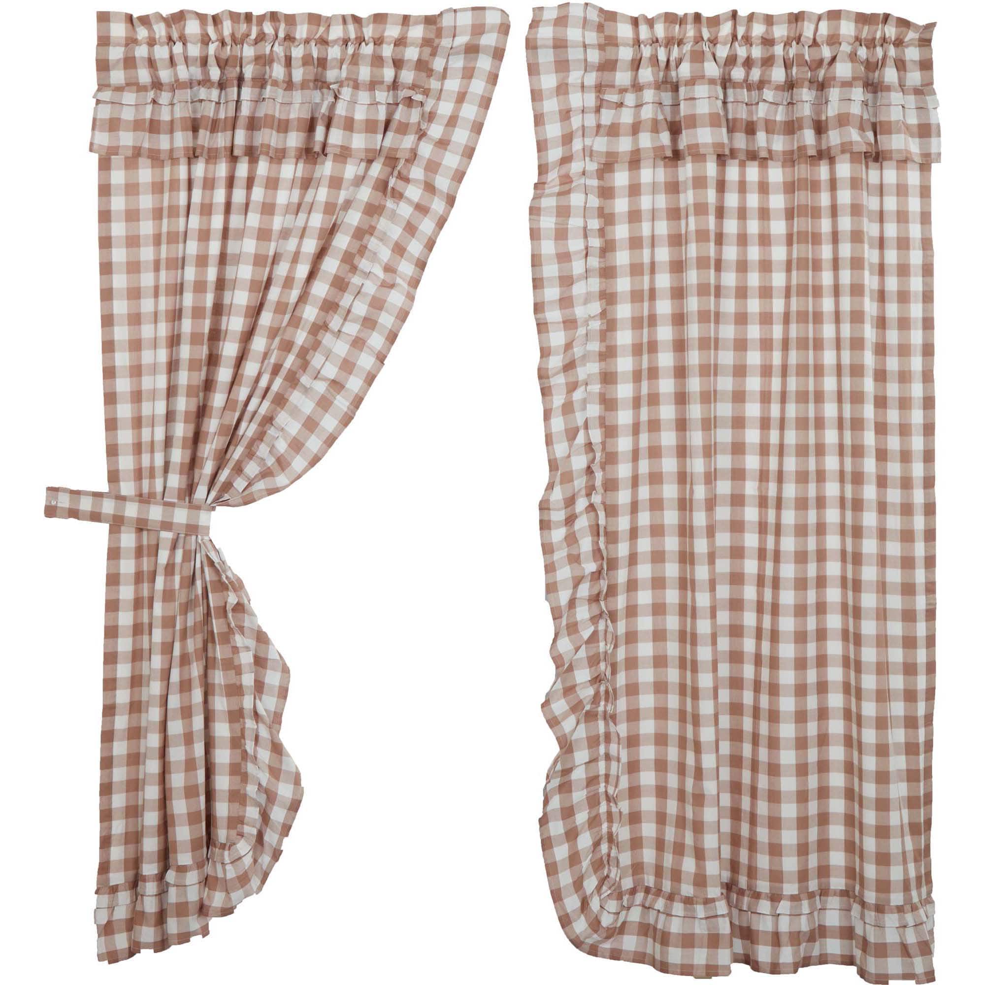 Annie Buffalo Check Ruffled 63" Panel Set - Portabella