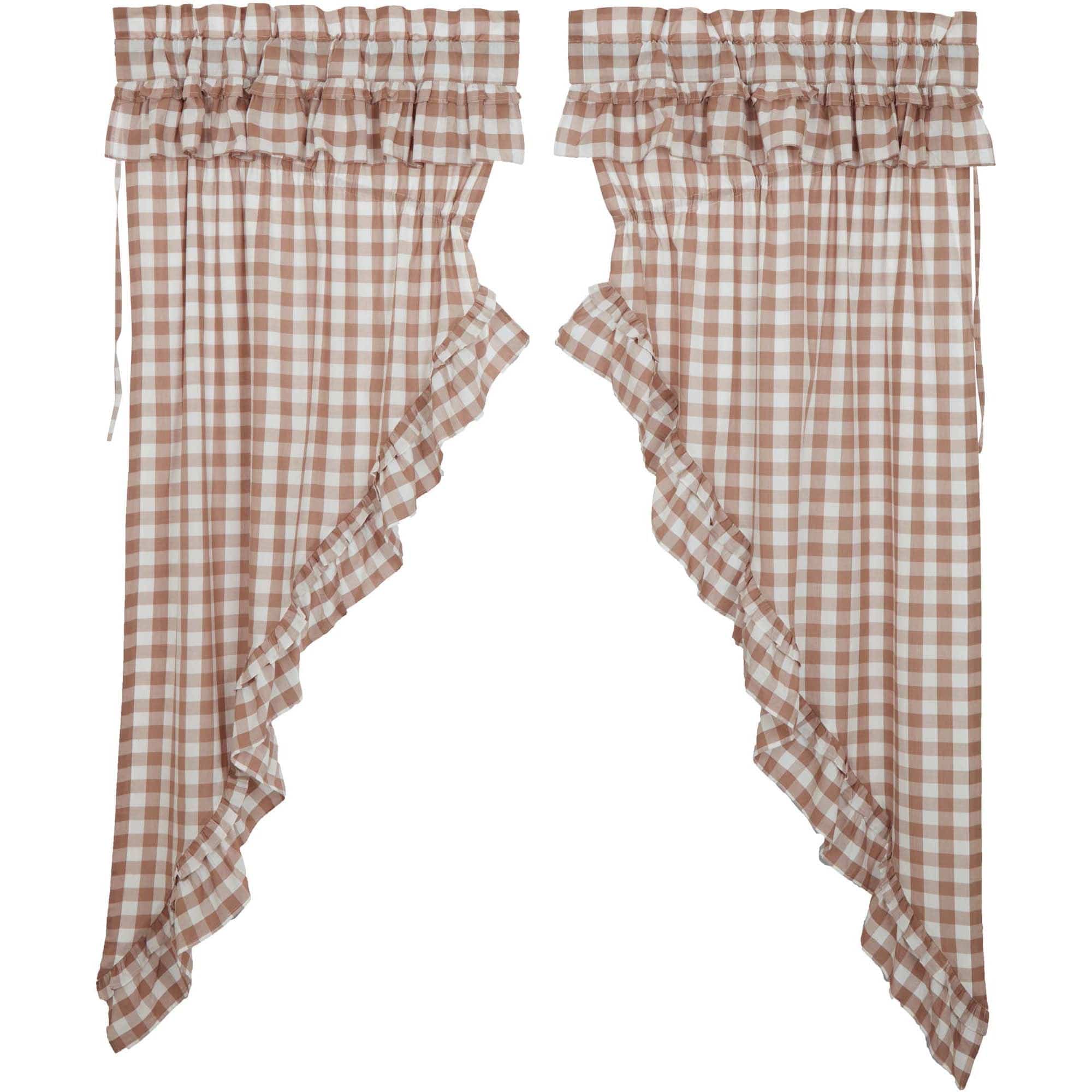 Annie Buffalo Check Ruffled Prairie Curtain - Portabella