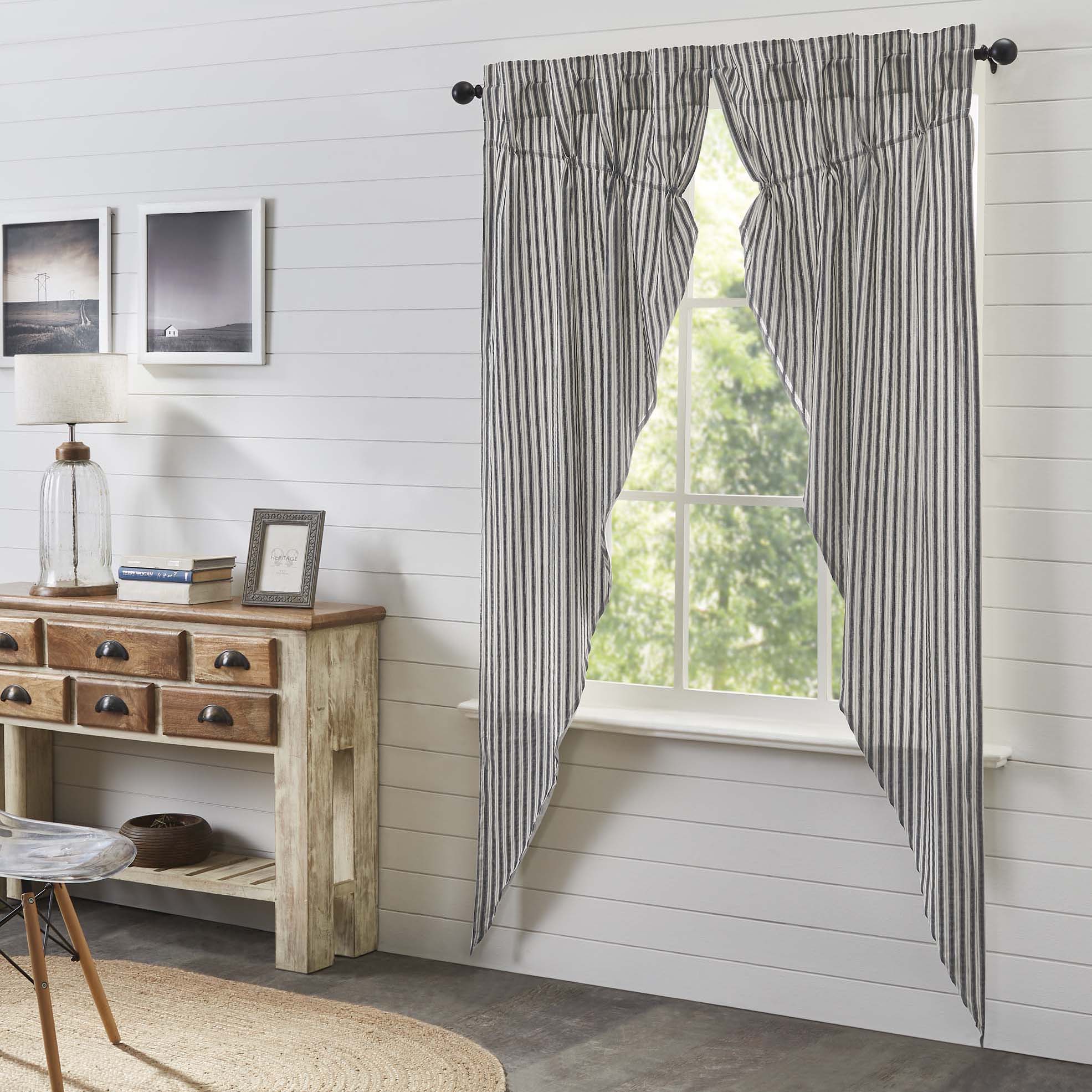 Ashmont Ticking Stripe Long Prairie Curtain