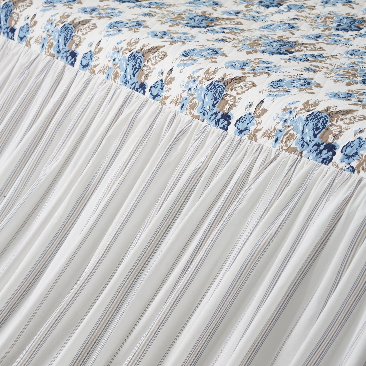 Annie Blue Floral Ruffled Coverlet