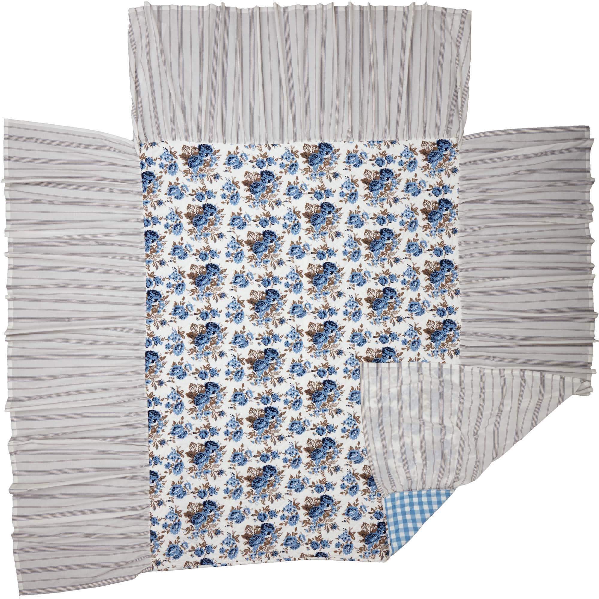 Annie Blue Floral Ruffled Coverlet