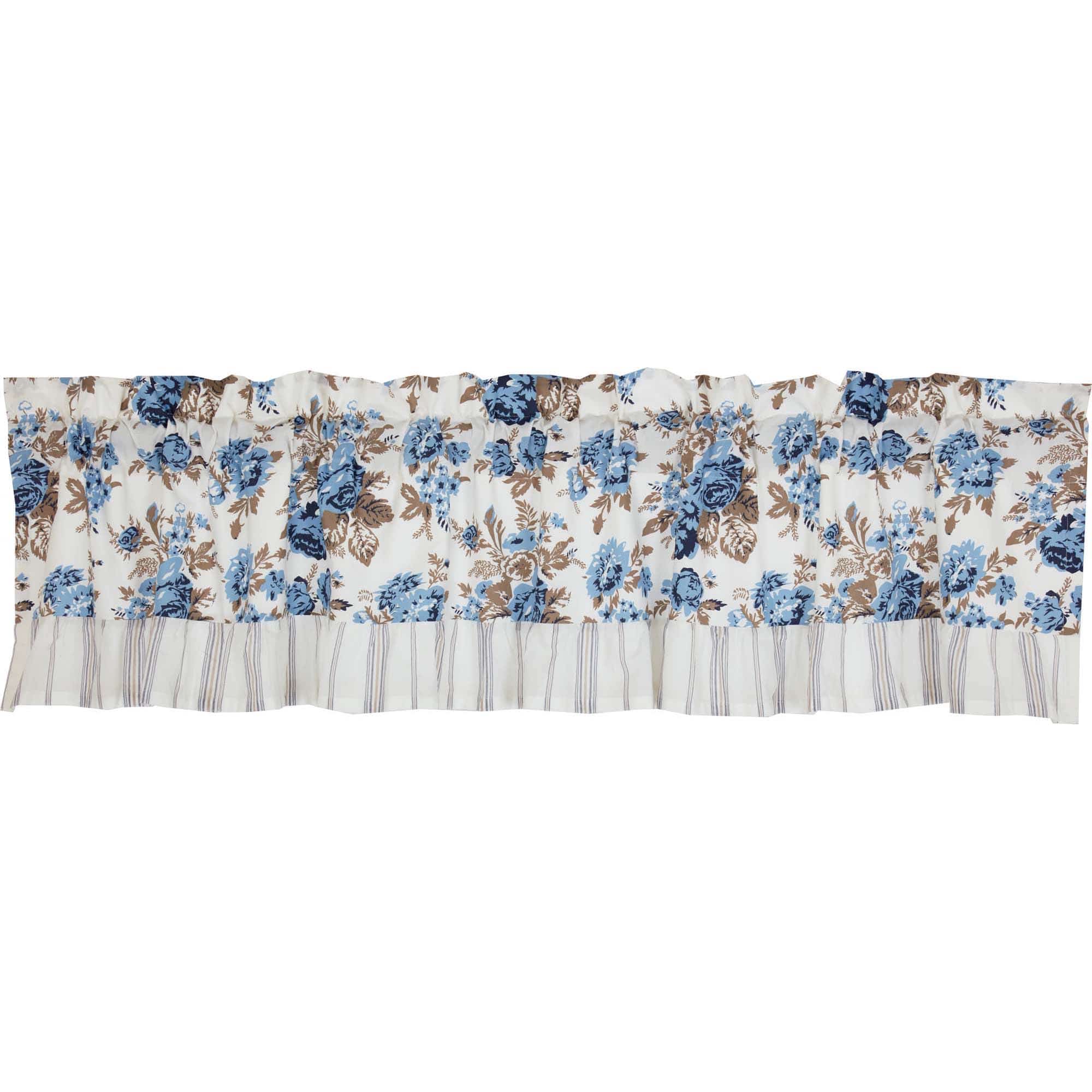 Annie Blue Floral Ruffled Valance - Retro Barn Country Linens
