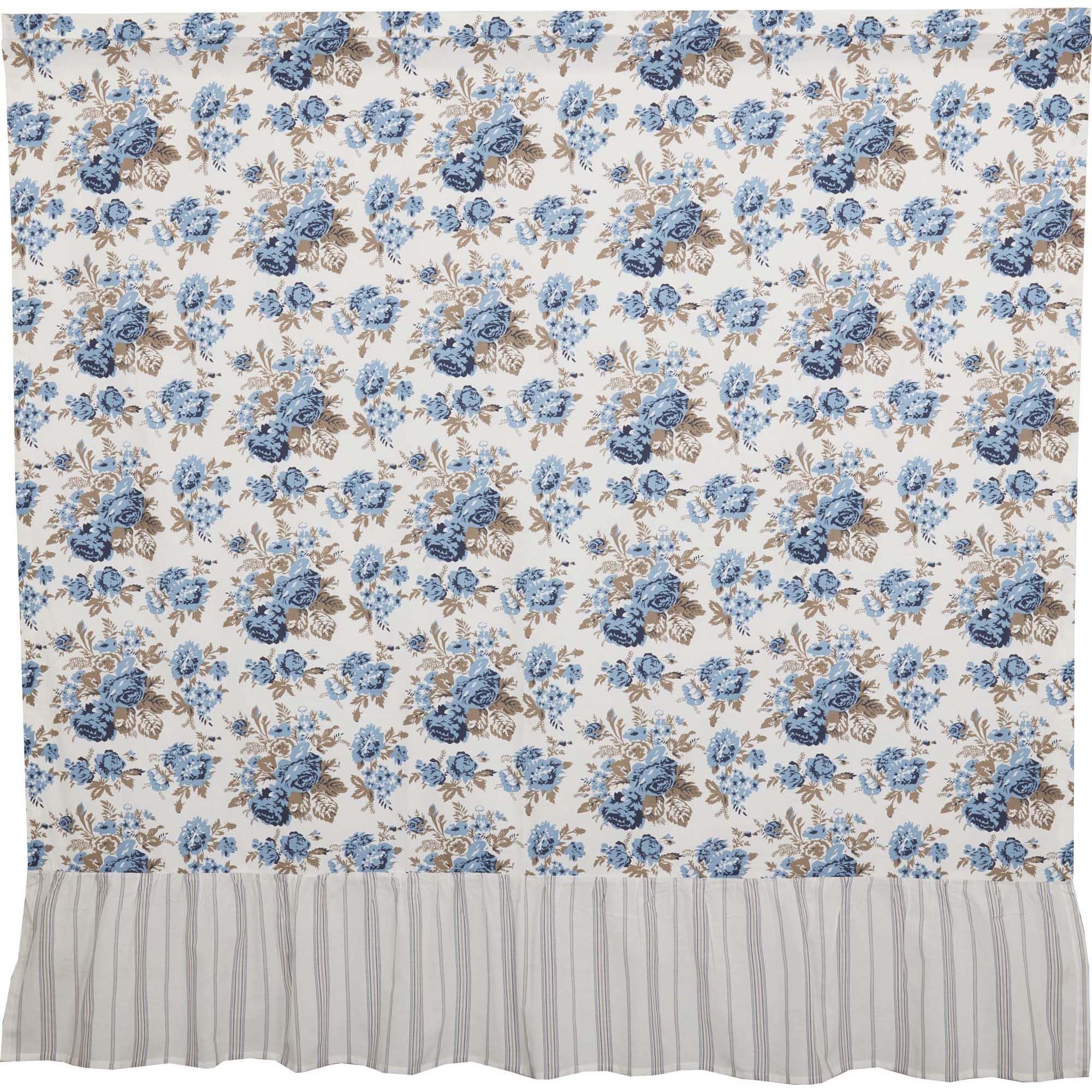 Annie Blue Floral Ruffled Shower Curtain