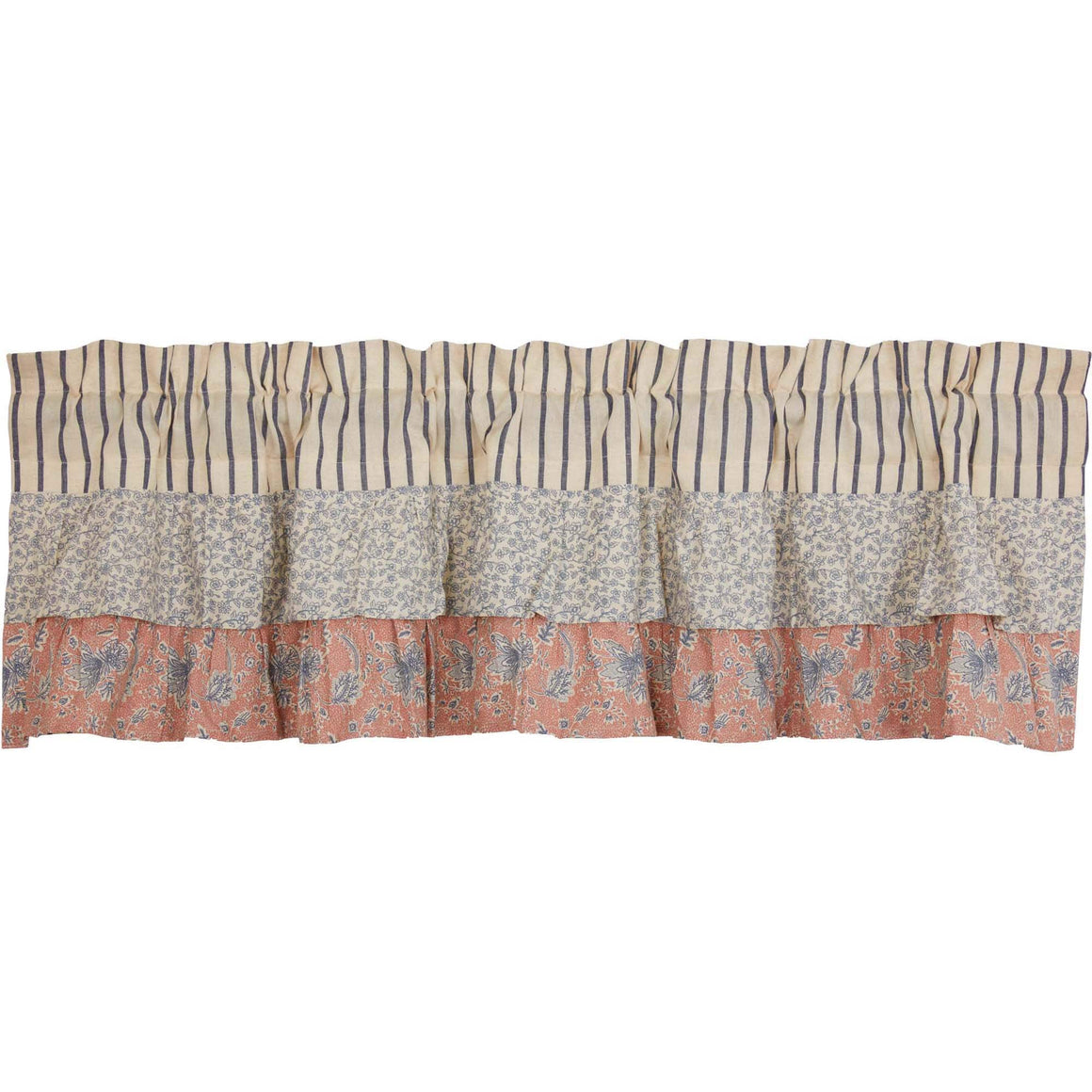 Kaila Blue Ticking Ruffled Valance