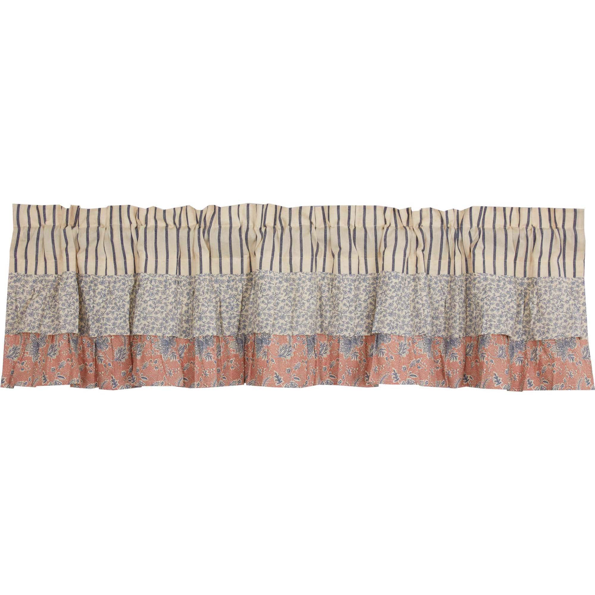 Kaila Blue Ticking Ruffled Valance