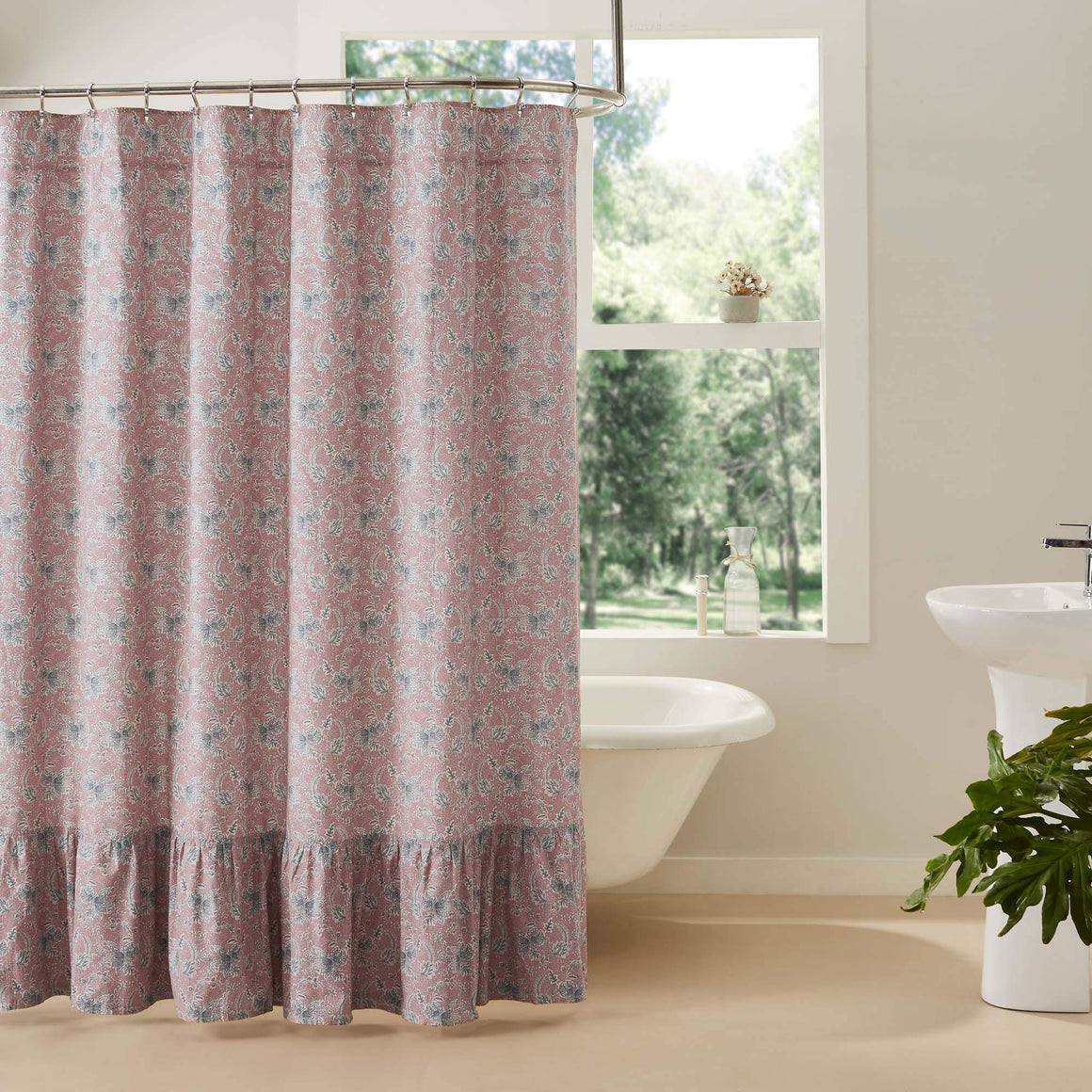 Kaila Floral Ruffled Shower Curtain