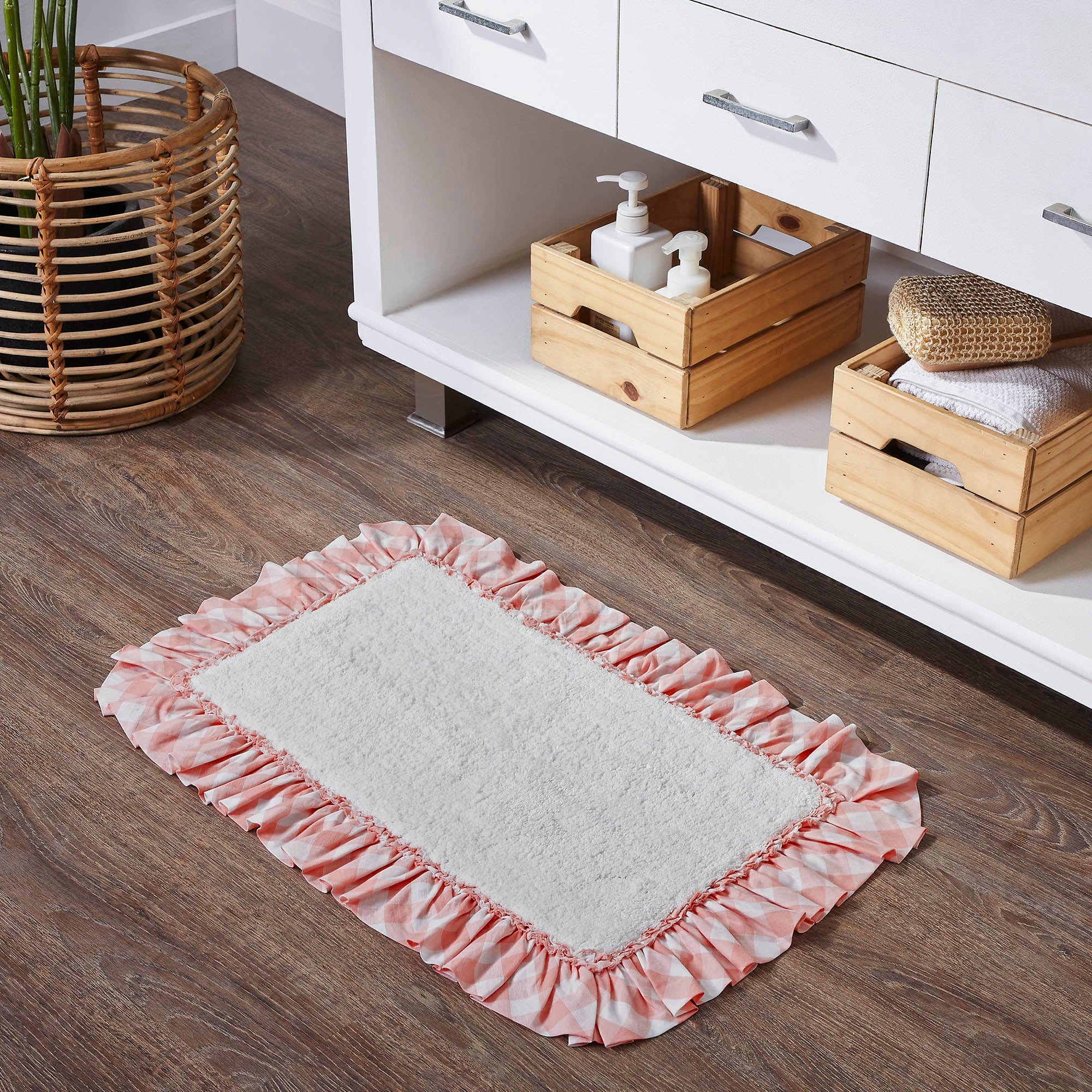 Annie Coral Buffalo Check Bath Mat