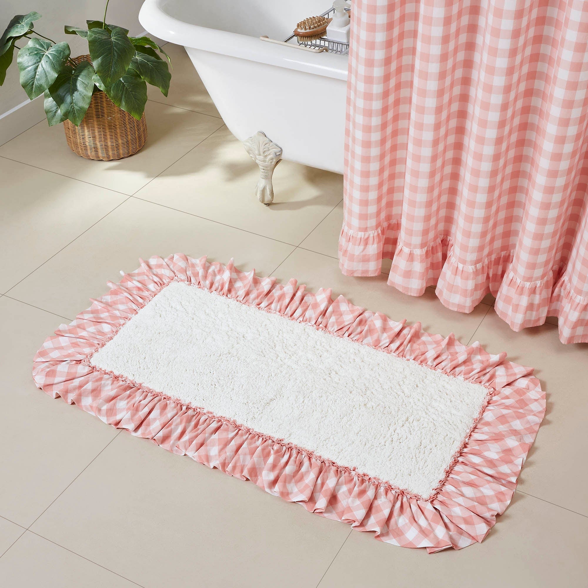 Annie Coral Buffalo Check Bath Mat