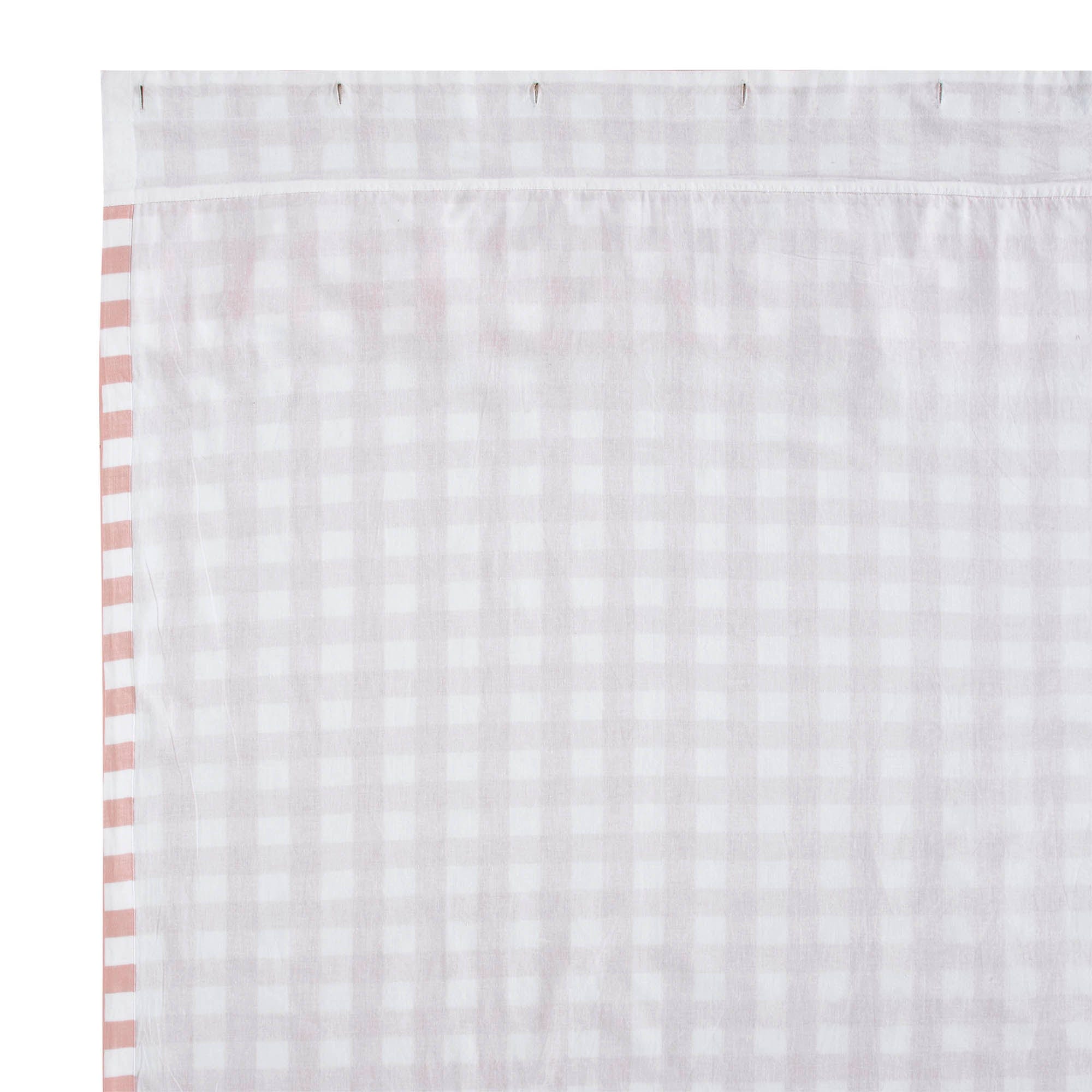 Annie Coral Buffalo Check Ruffled Shower Curtain