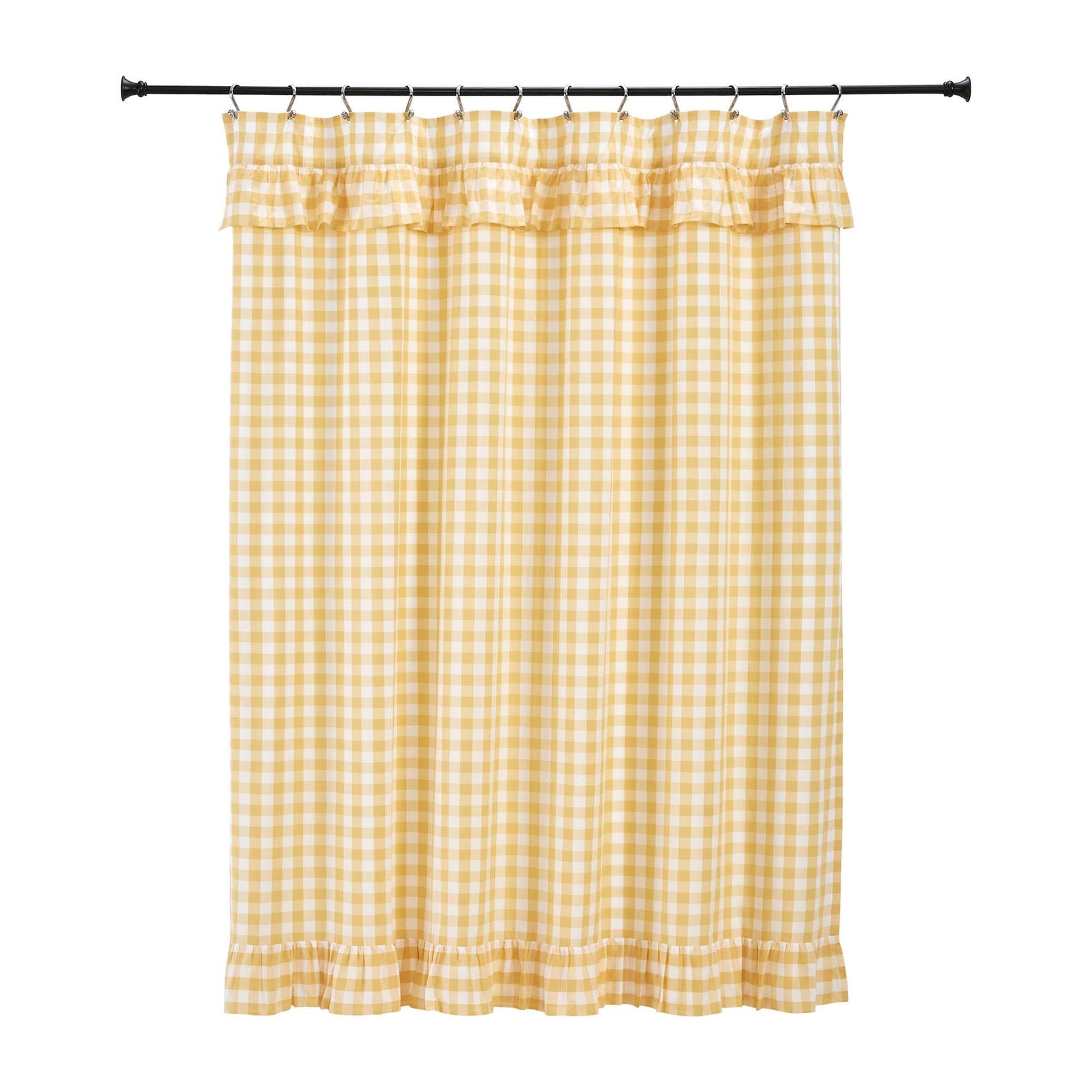 Annie Yellow Buffalo Check Ruffled Shower Curtain
