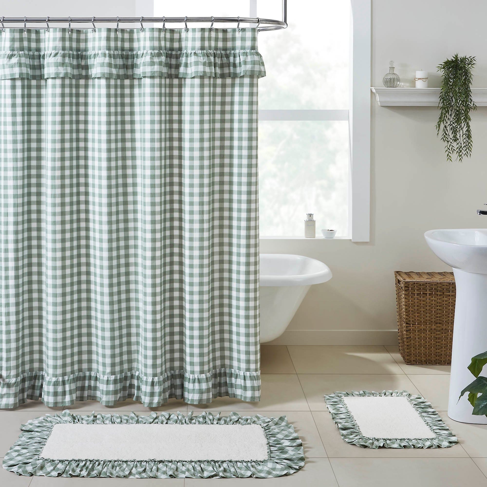 Annie Green Buffalo Check Ruffled Shower Curtain