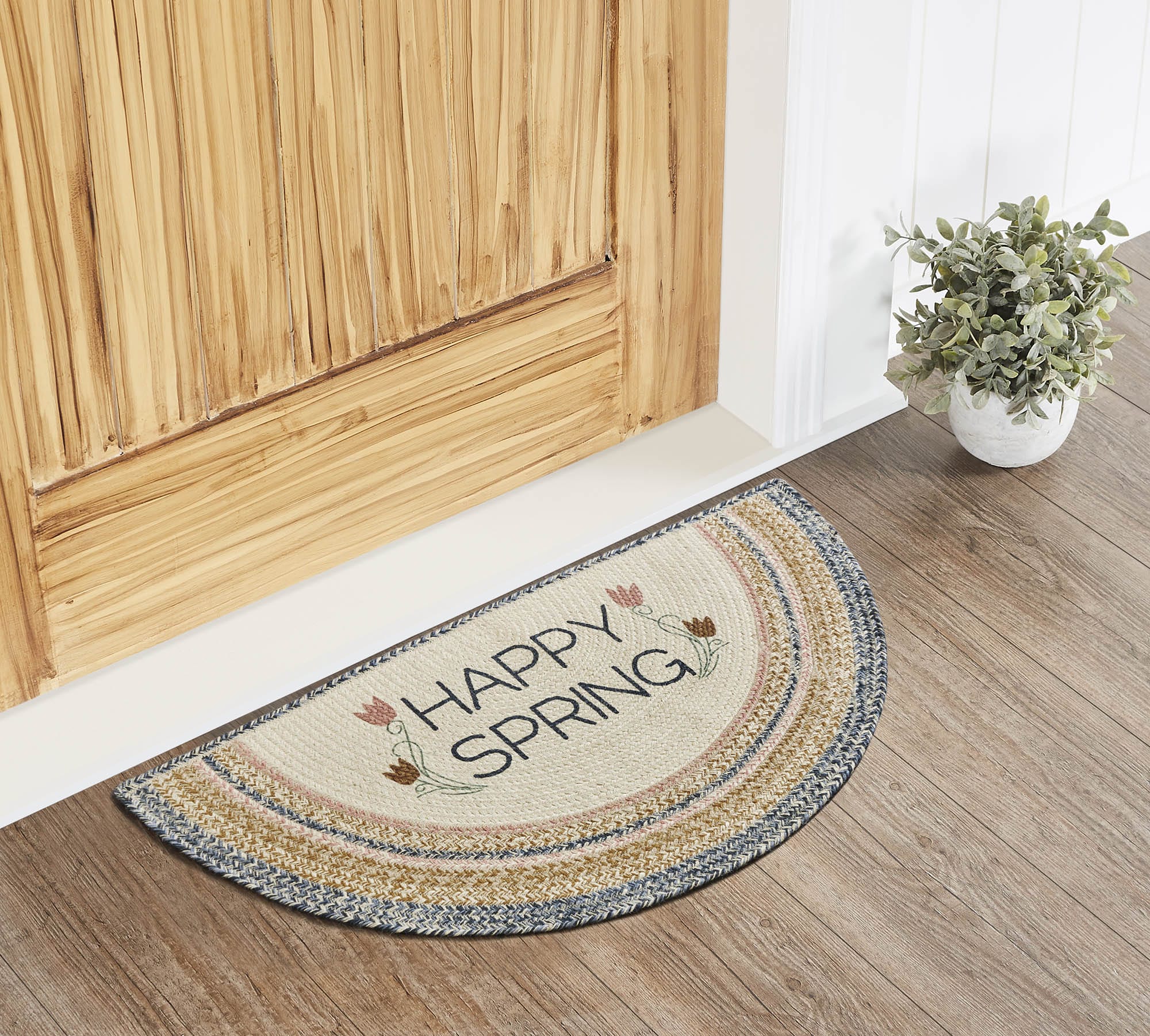 Kaila Happy Spring Jute Half Circle Rug w/ Pad