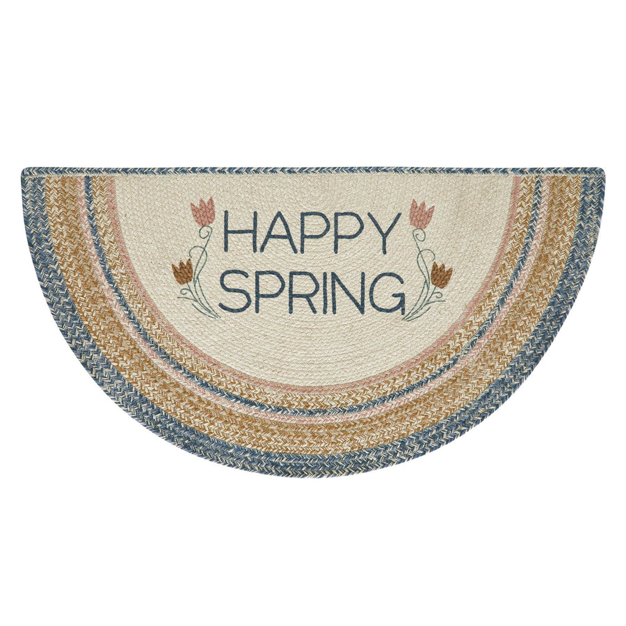 Kaila Happy Spring Jute Half Circle Rug w/ Pad