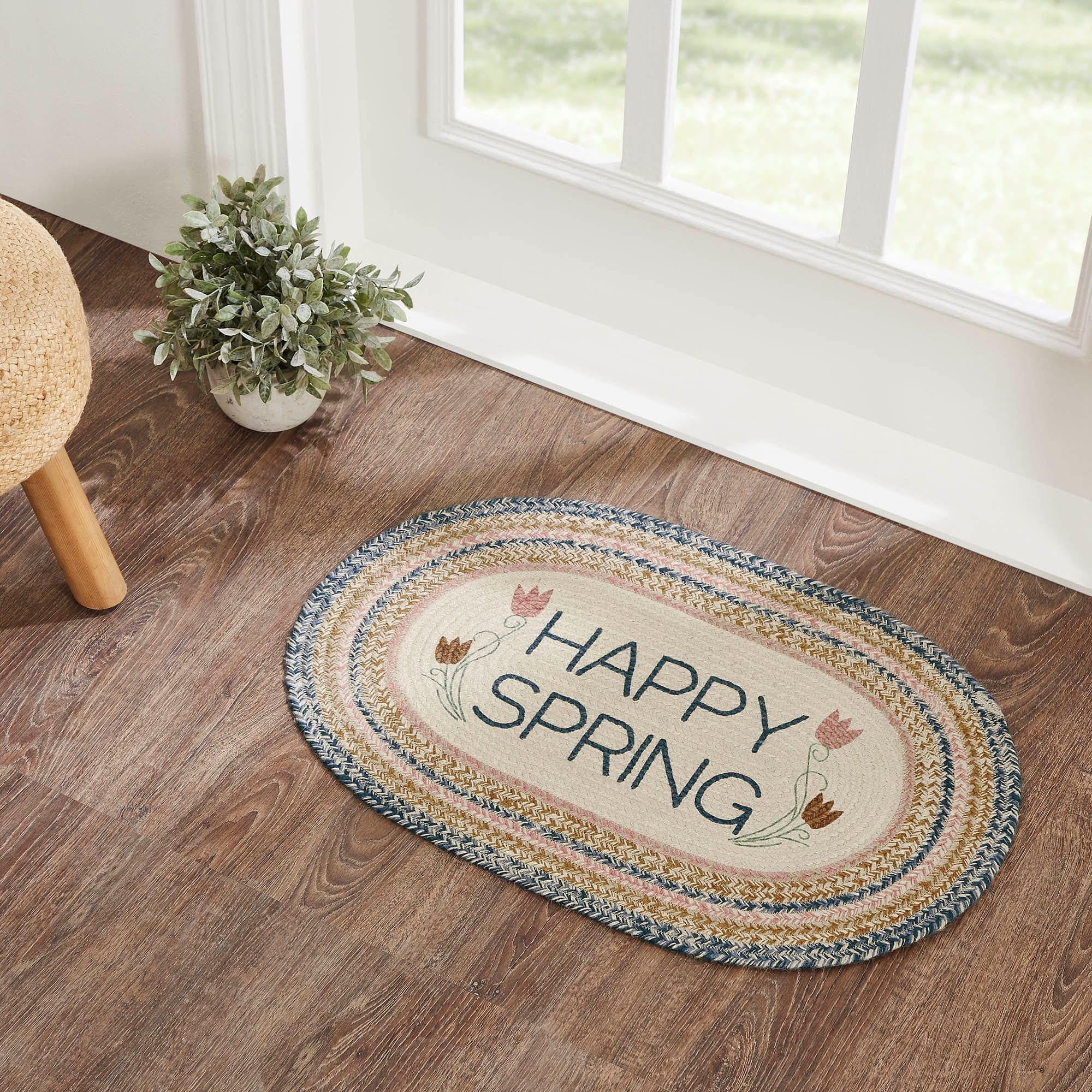 Kaila Happy Spring Jute Oval Rug w/ Pad