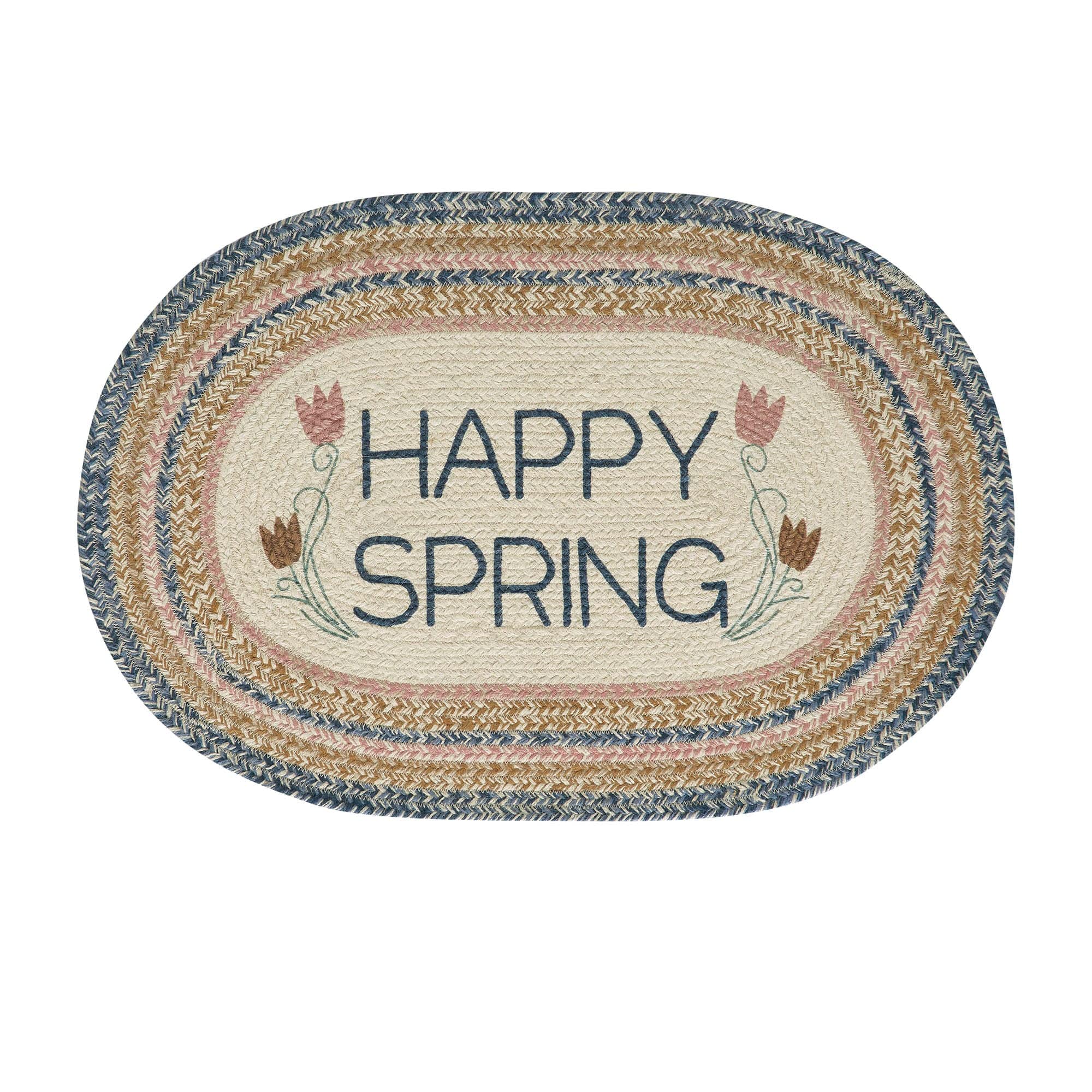 Kaila Happy Spring Jute Oval Rug w/ Pad