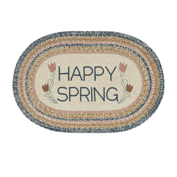 Kaila Happy Spring Jute Oval Rug - Retro Barn Country Linens