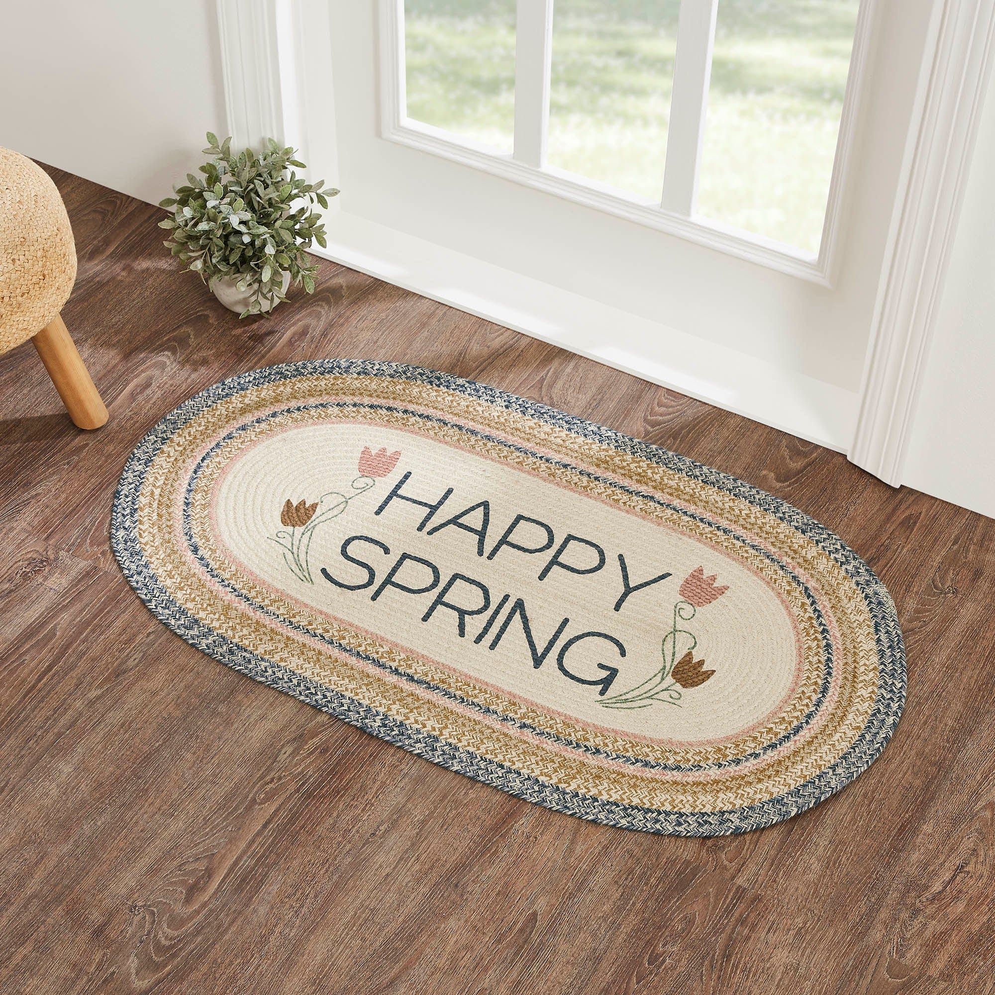 Kaila Happy Spring Jute Oval Rug w/ Pad