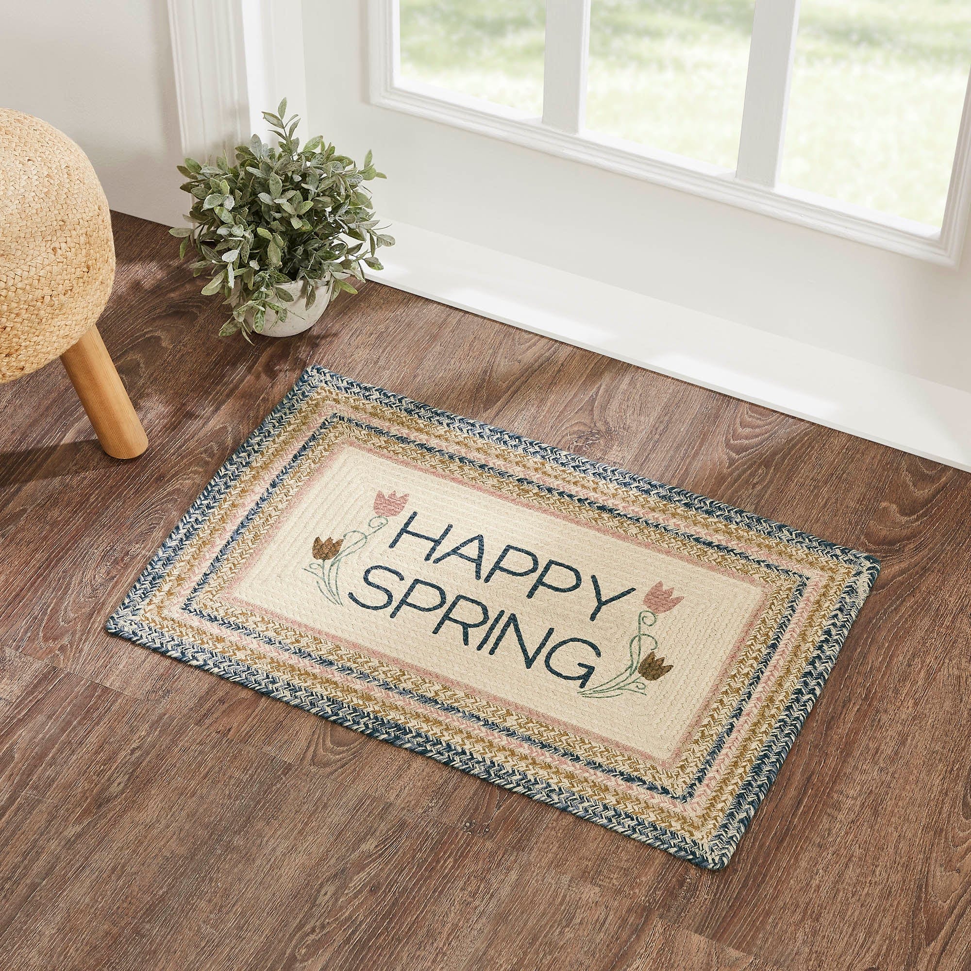Kaila Happy Spring Jute Rectangle Rug - Retro Barn Country Linens