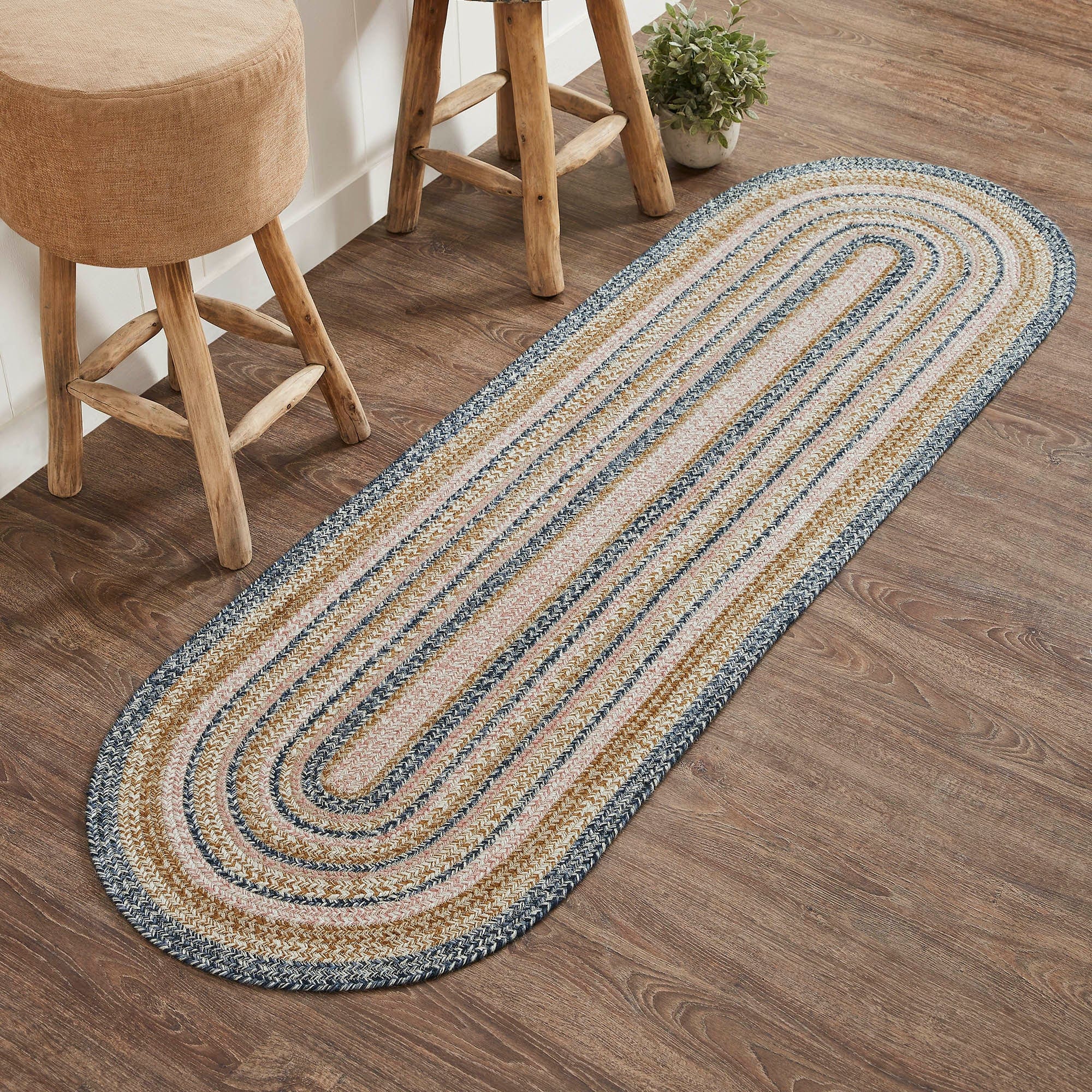 MISHRAN Oval Rug Braid Hand Woven with Recycled Fabric - Jute - L60 x W180
