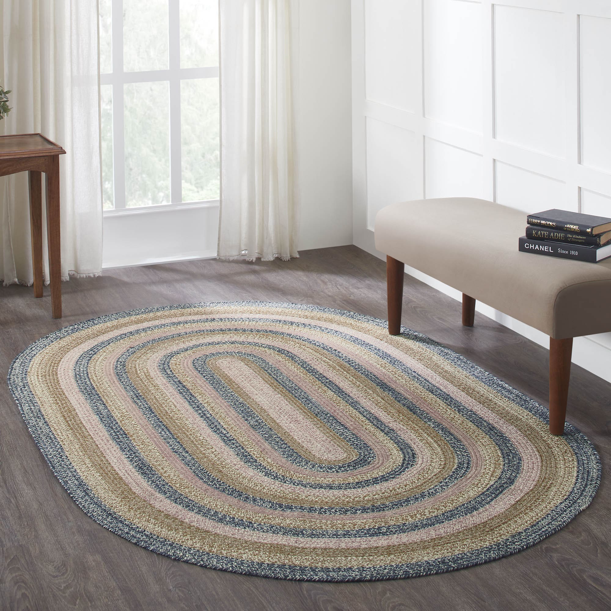 Kashyapa Rug Collection- Natural With White Jute Oval Braided Living Area  Rug.