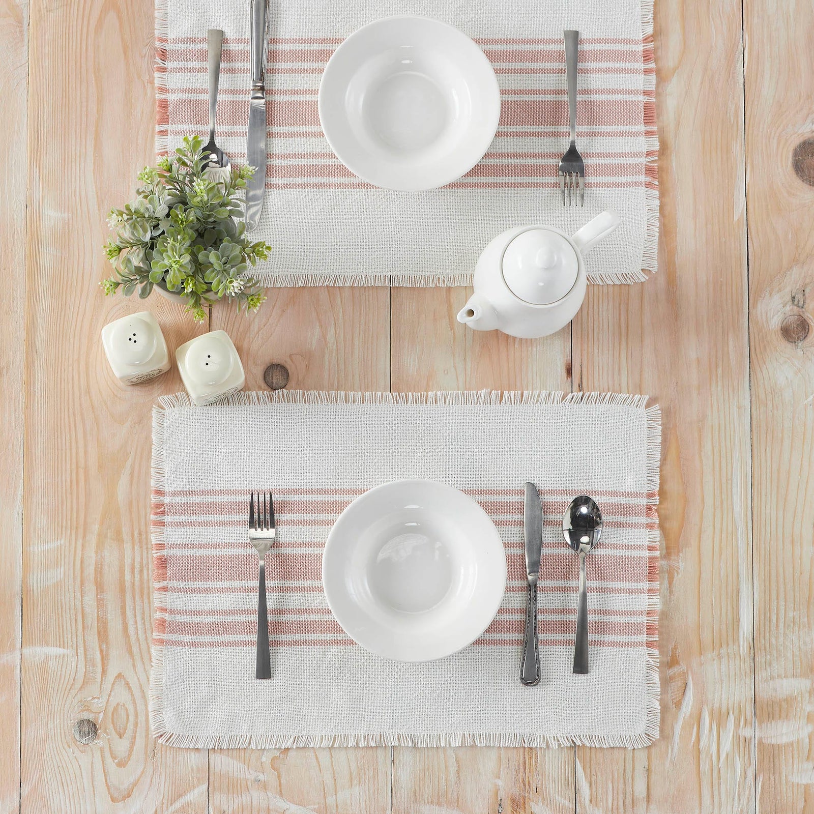 Coral Stripe Indoor/ Outdoor Placemat Set of 6