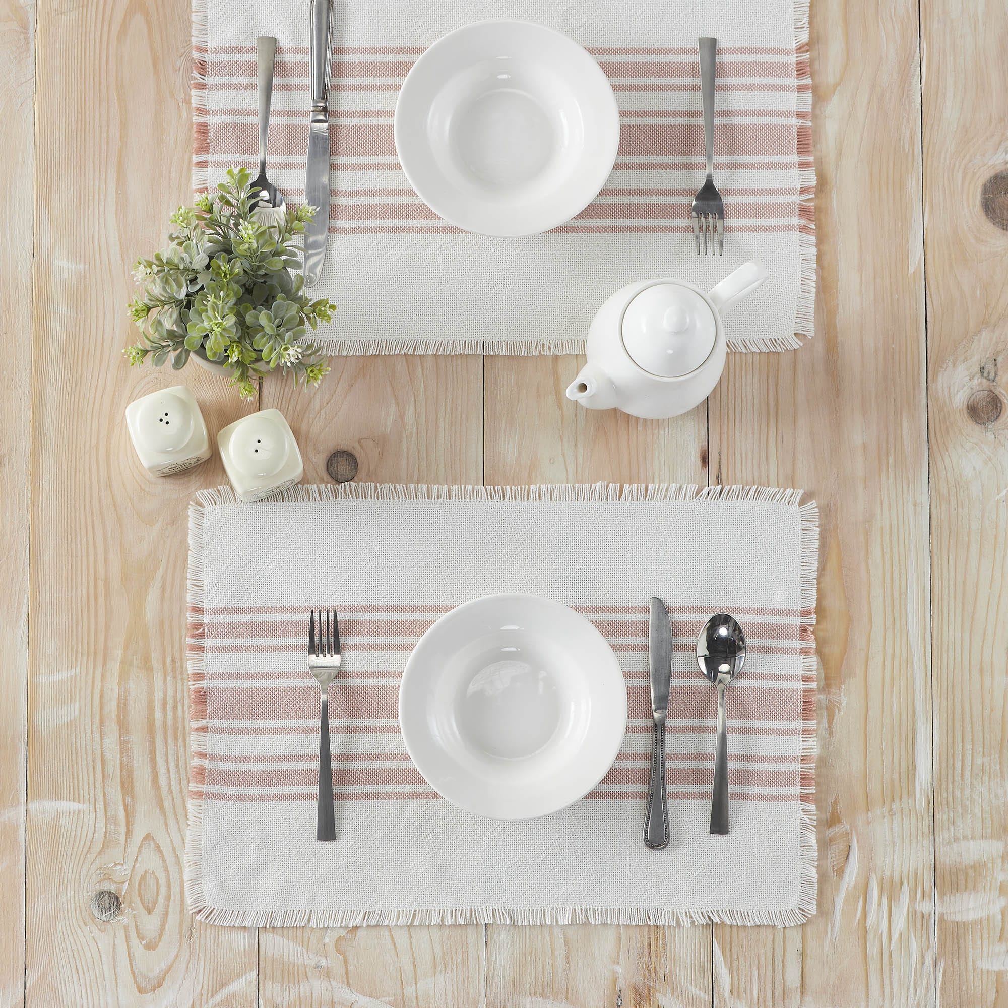 Coral Stripe Indoor/ Outdoor Placemat Set of 6