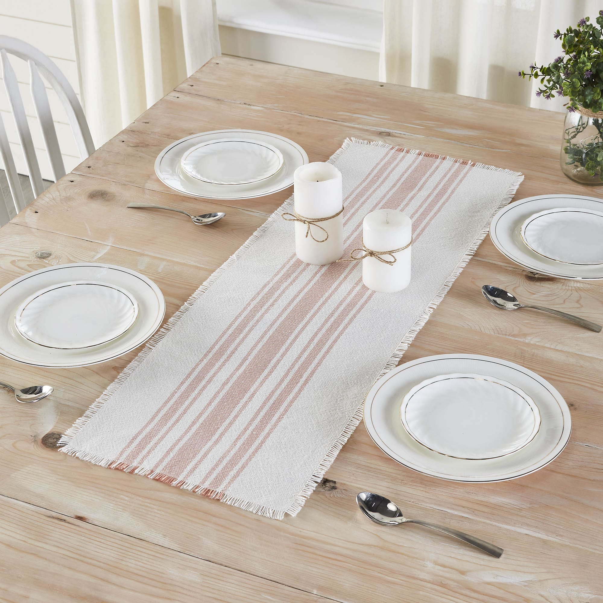 Coral Stripe Indoor/ Outdoor Table Runner
