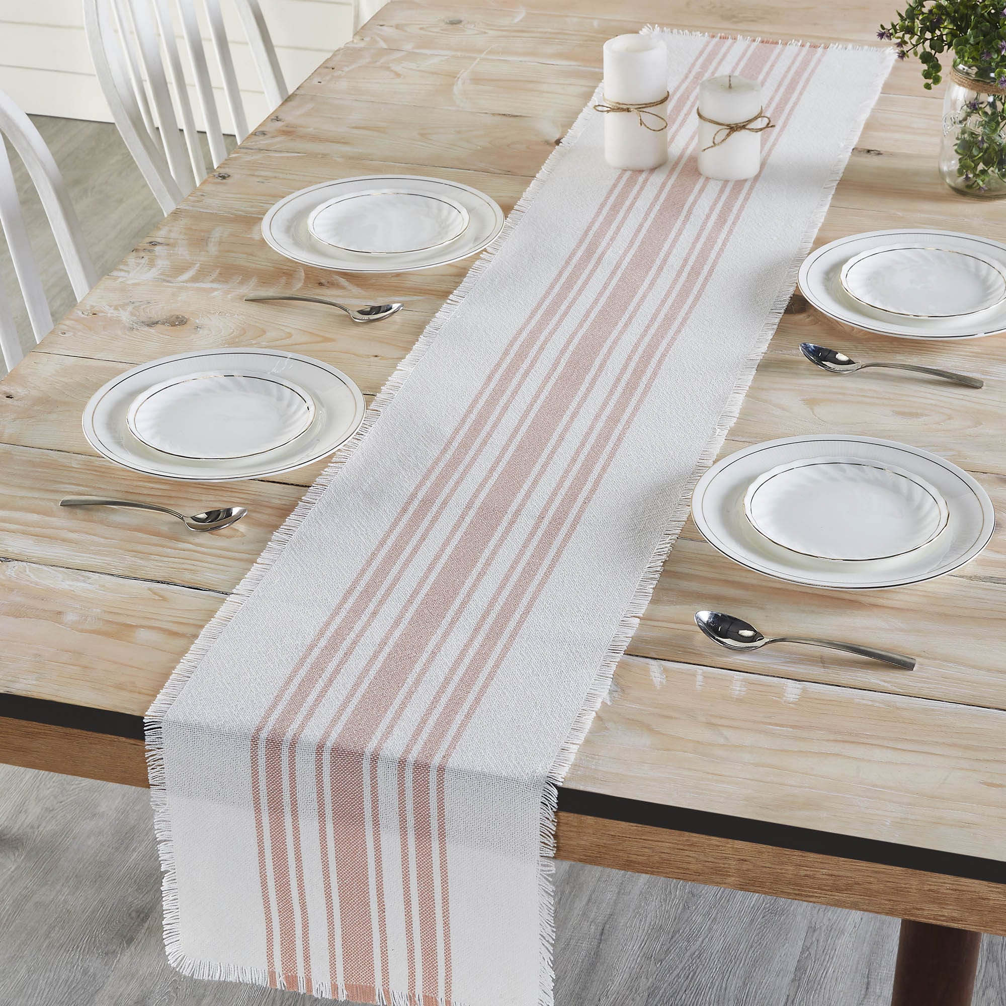 Coral Stripe Indoor/ Outdoor Table Runner