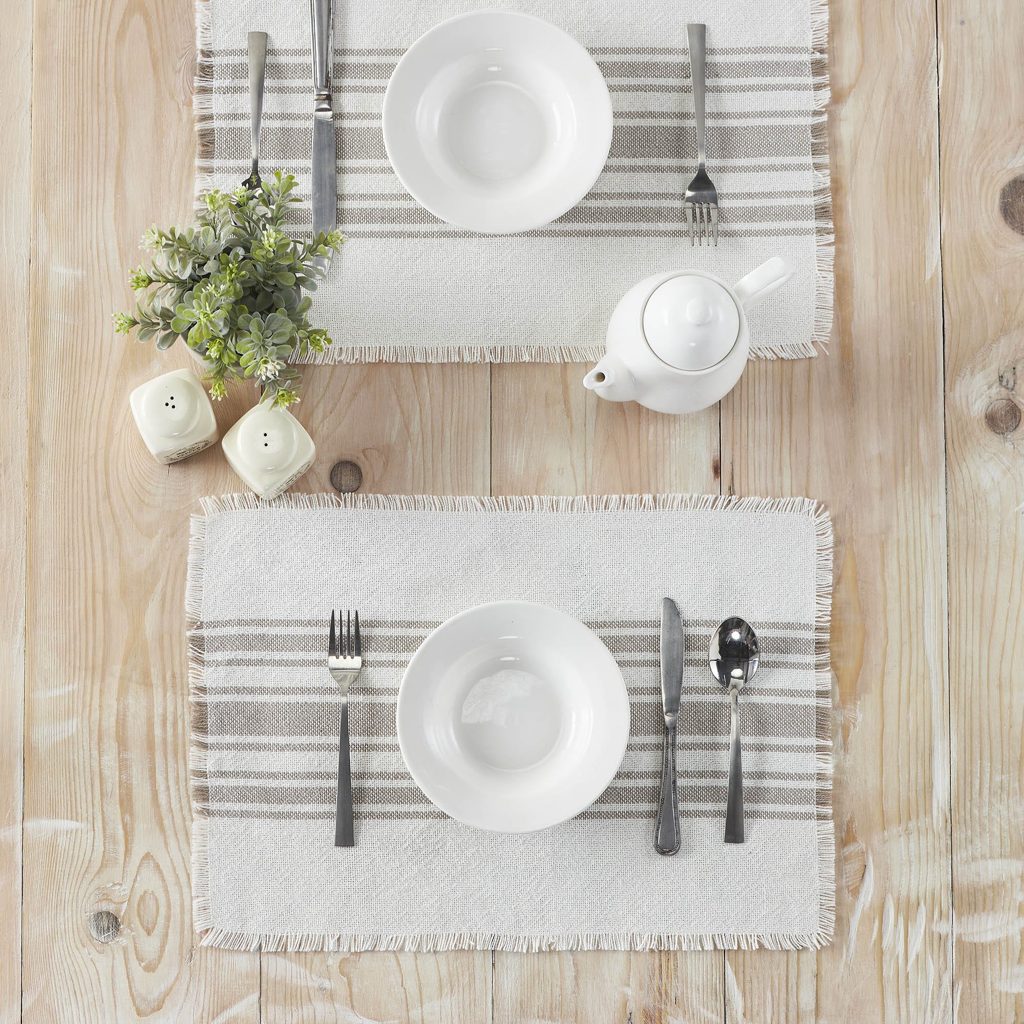 Dove Grey Stripe Indoor/ Outdoor Placemat Set of 6