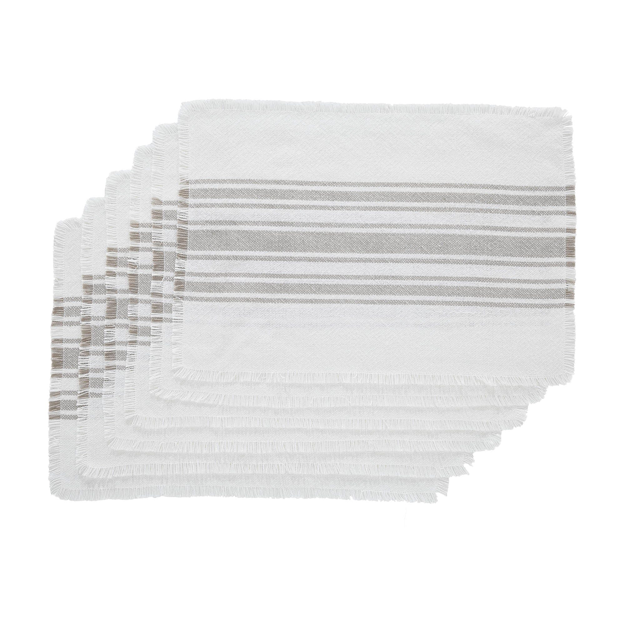 Dove Grey Stripe Indoor/ Outdoor Placemat Set of 6