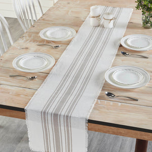 Dove Grey Stripe Indoor/ Outdoor Table Runner