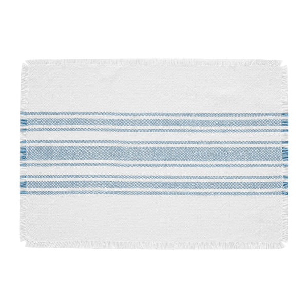 Blue Stripe Indoor/ Outdoor Placemat Set of 6 Retro Barn Country Linens