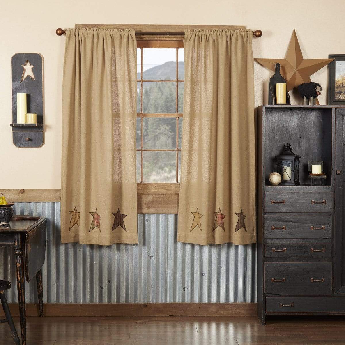 Stratton Burlap Applique Star 63" Panel Set