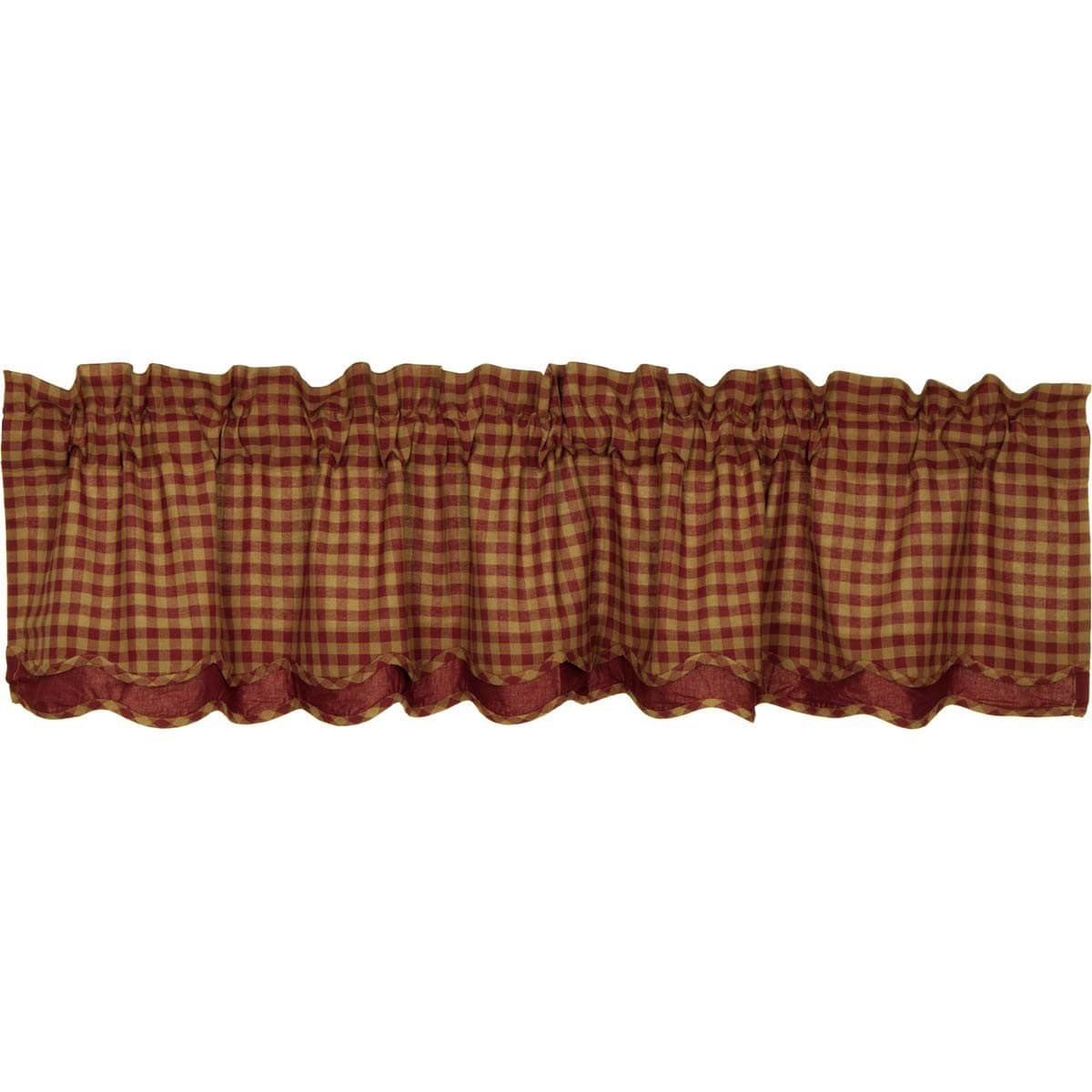 Burgundy Check Layered Valance