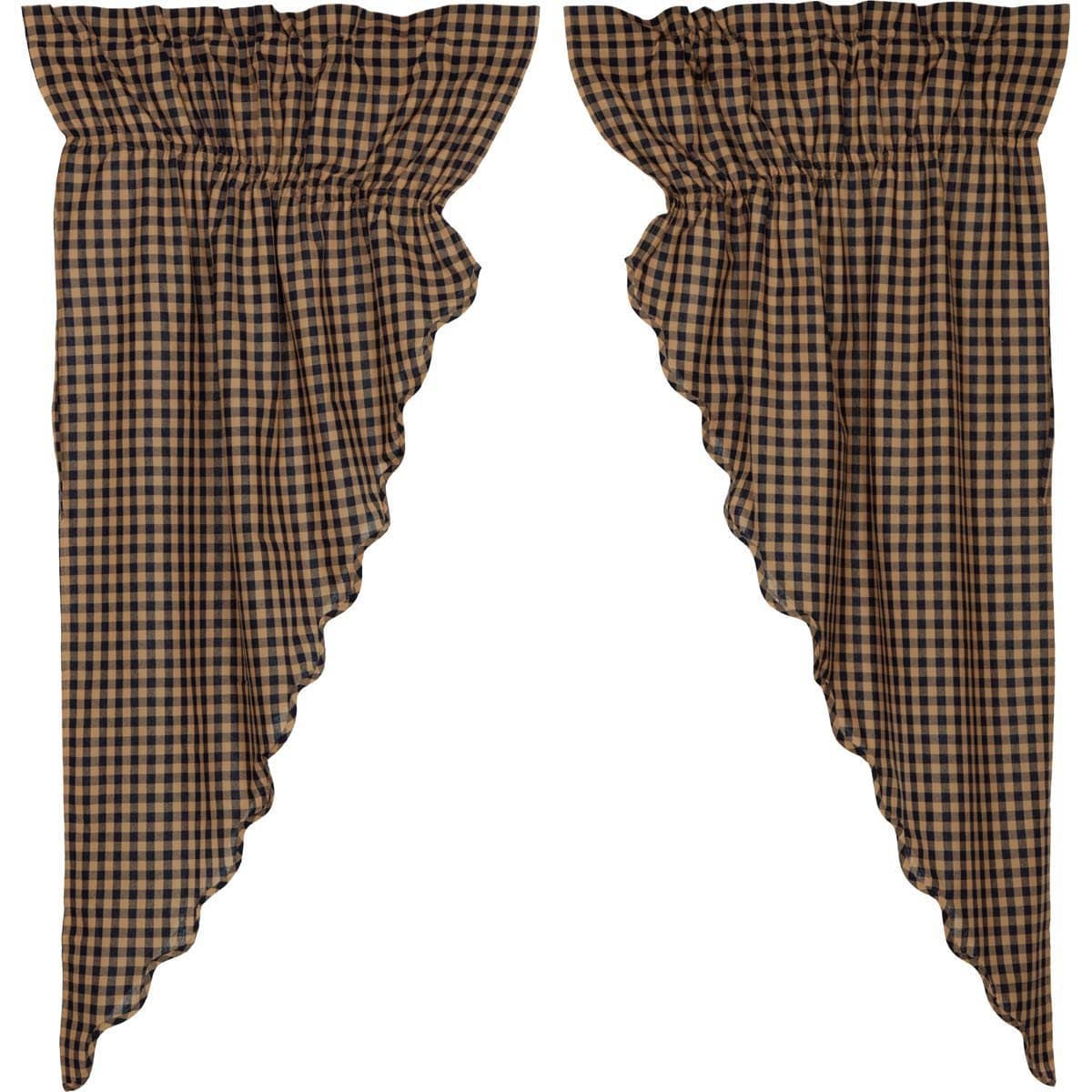 Navy Check Prairie Curtain