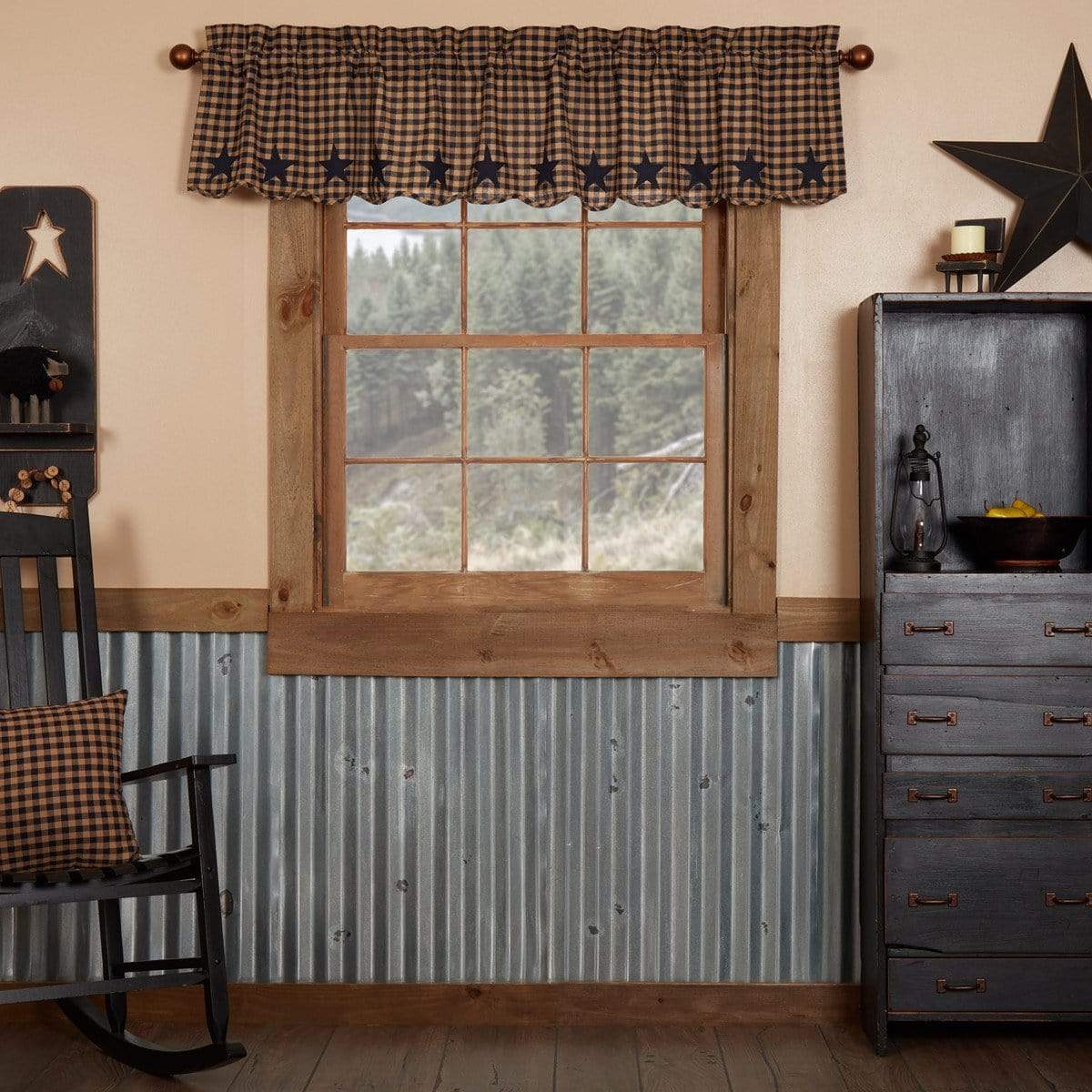 Navy Star Valance