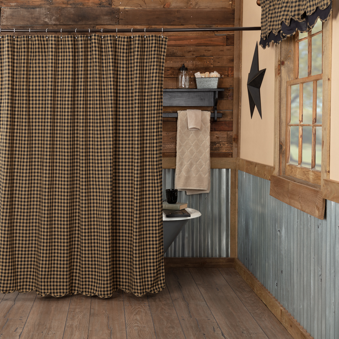 Black Check Shower Curtain