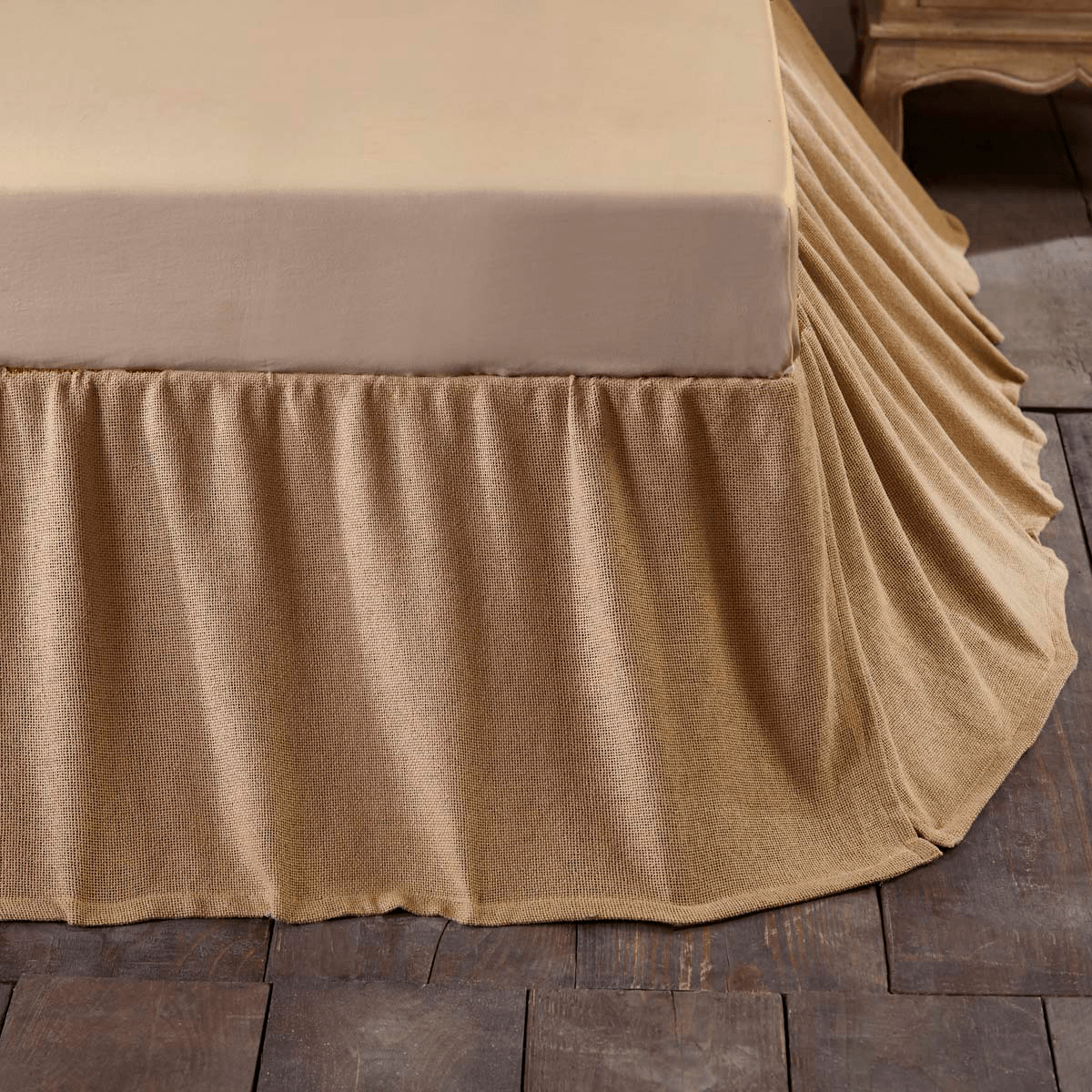 Burlap Natural Ruffled Bedskirt 16"