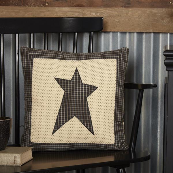 Kettle Grove Black Star Pillow 16"