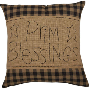 Black Check Prim Blessings Pillow
