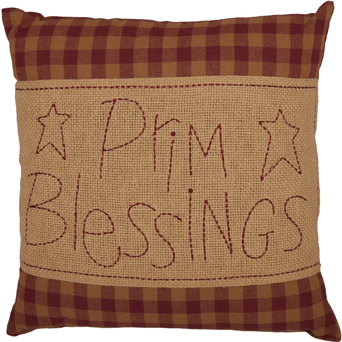 Burgundy Check Prim Blessings Pillow