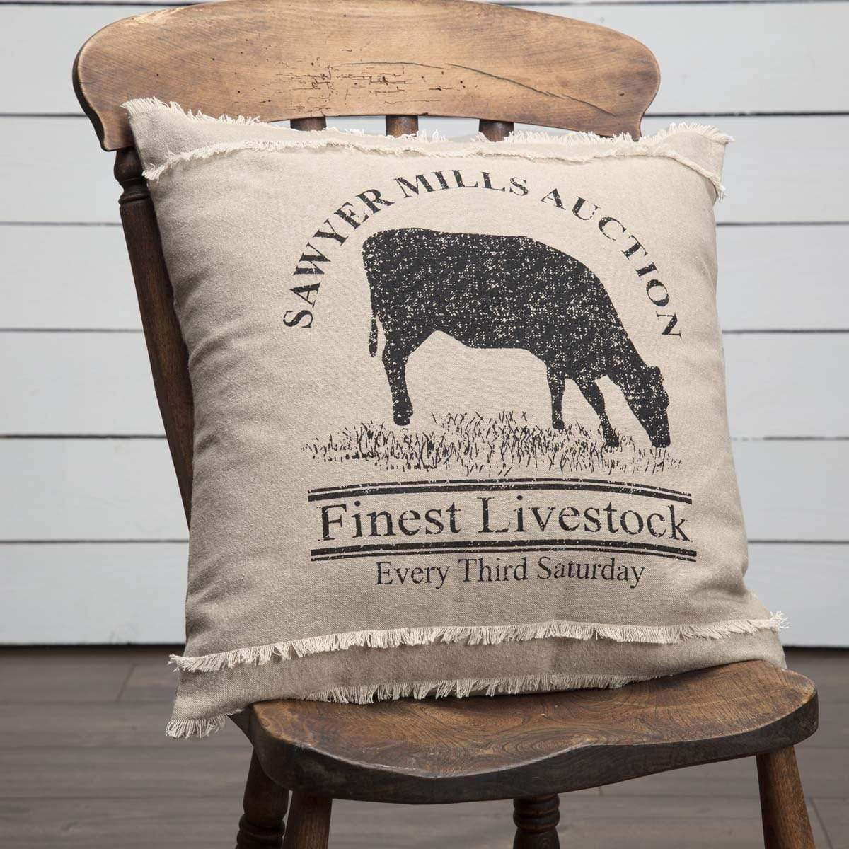 Sawyer Mill Charcoal Cow Pillow