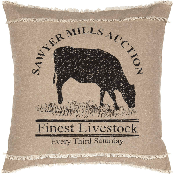 Sawyer Mill Charcoal Cow Pillow