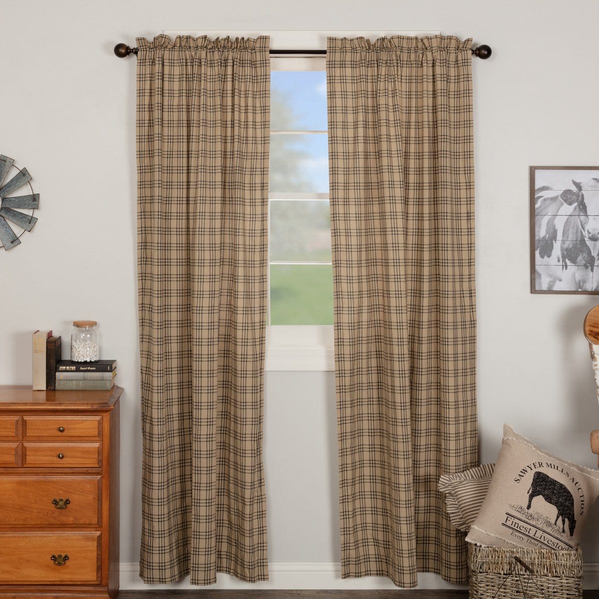 Sawyer Mill 84" Charcoal Plaid Panel Set