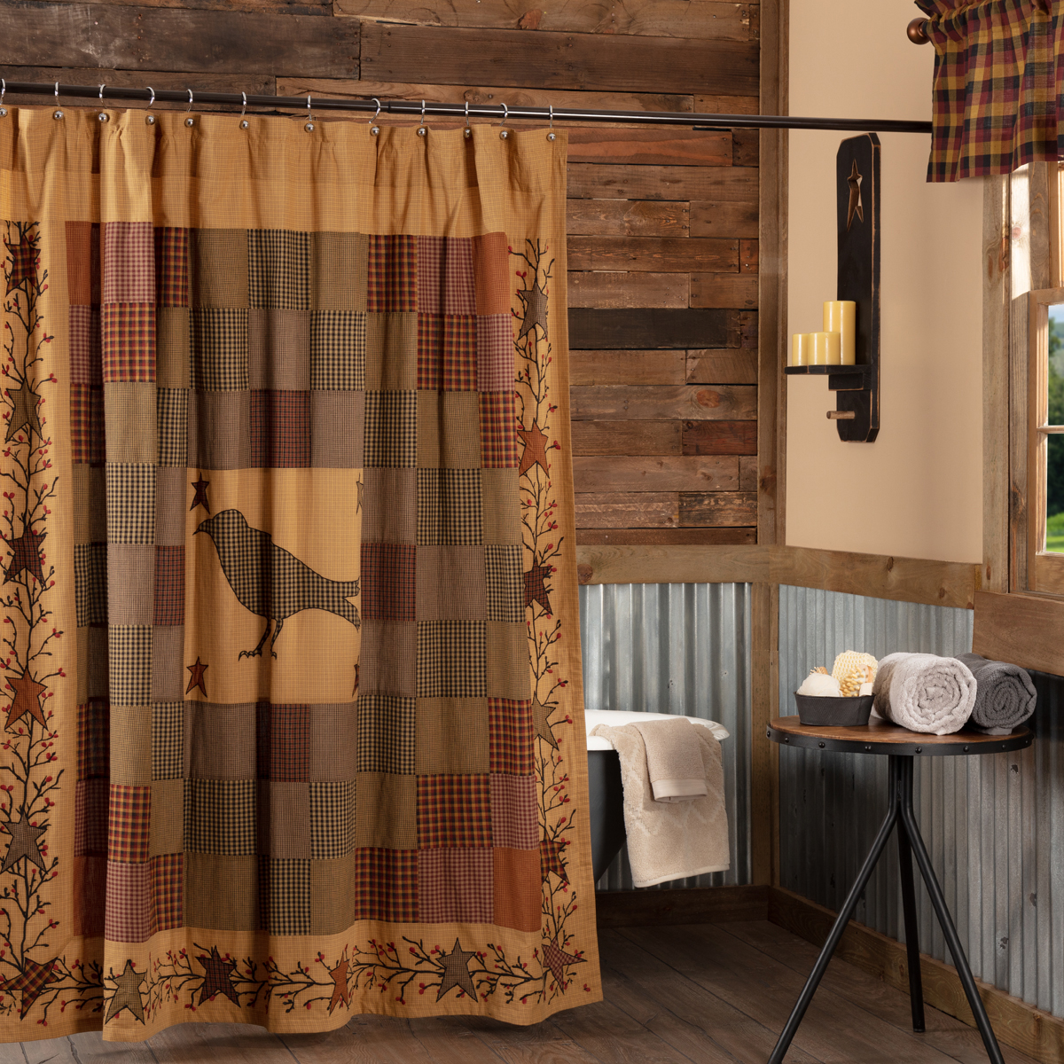 Heritage Farms Crow and Star Applique Shower Curtain