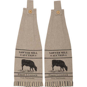 Sawyer Mill Button Loop Kitchen Towel Set - Cow