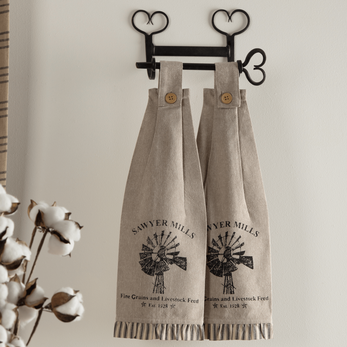 Sawyer Mill Button Loop Kitchen Towel Set - Windmill